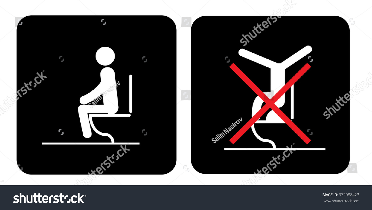 Toilet Rules Stickers Set Stock Vector (Royalty Free) 372088423