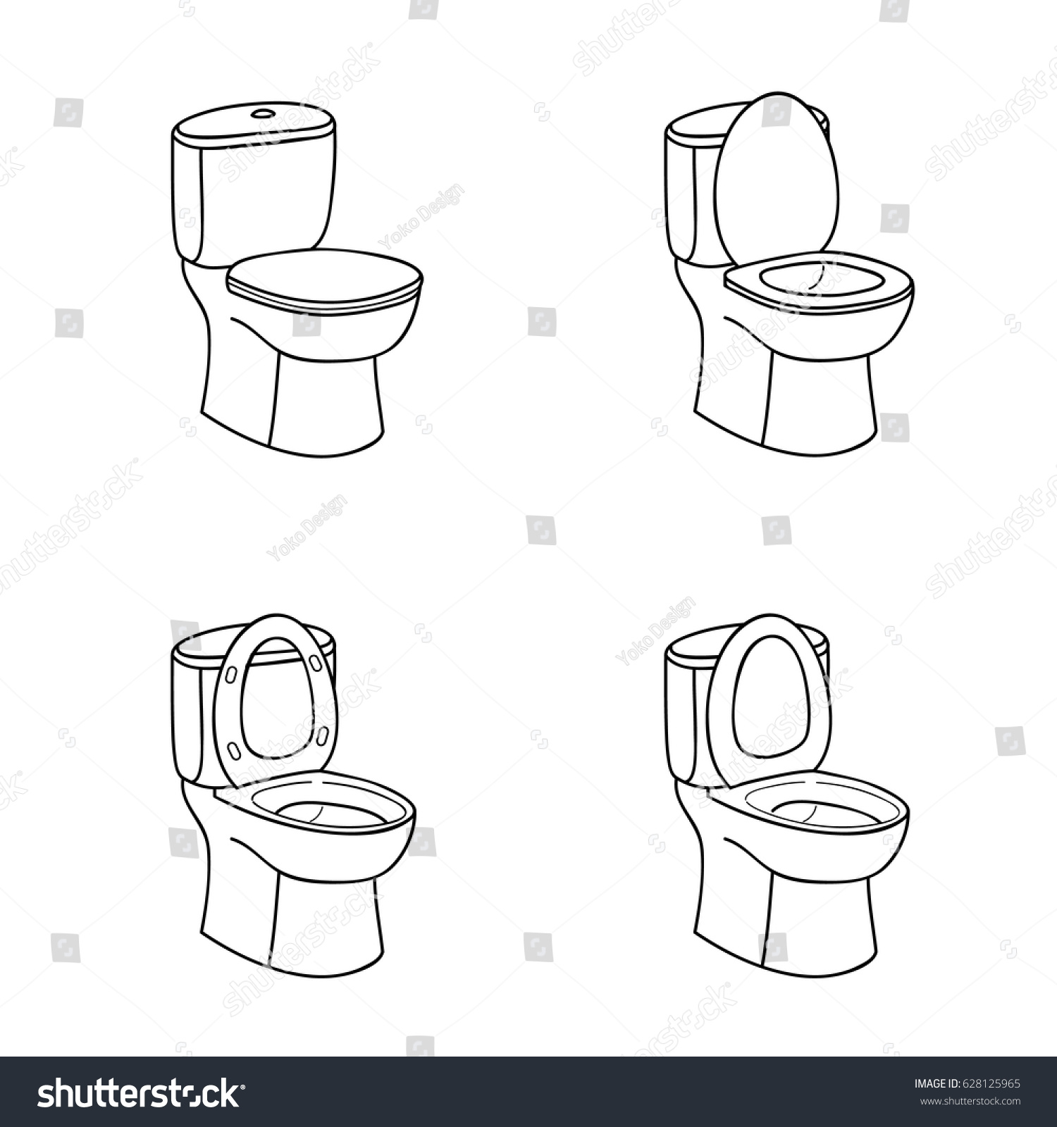 Toilet Sketch Sign Toilet Bowl Seat Stock Vector Royalty Free 628125965