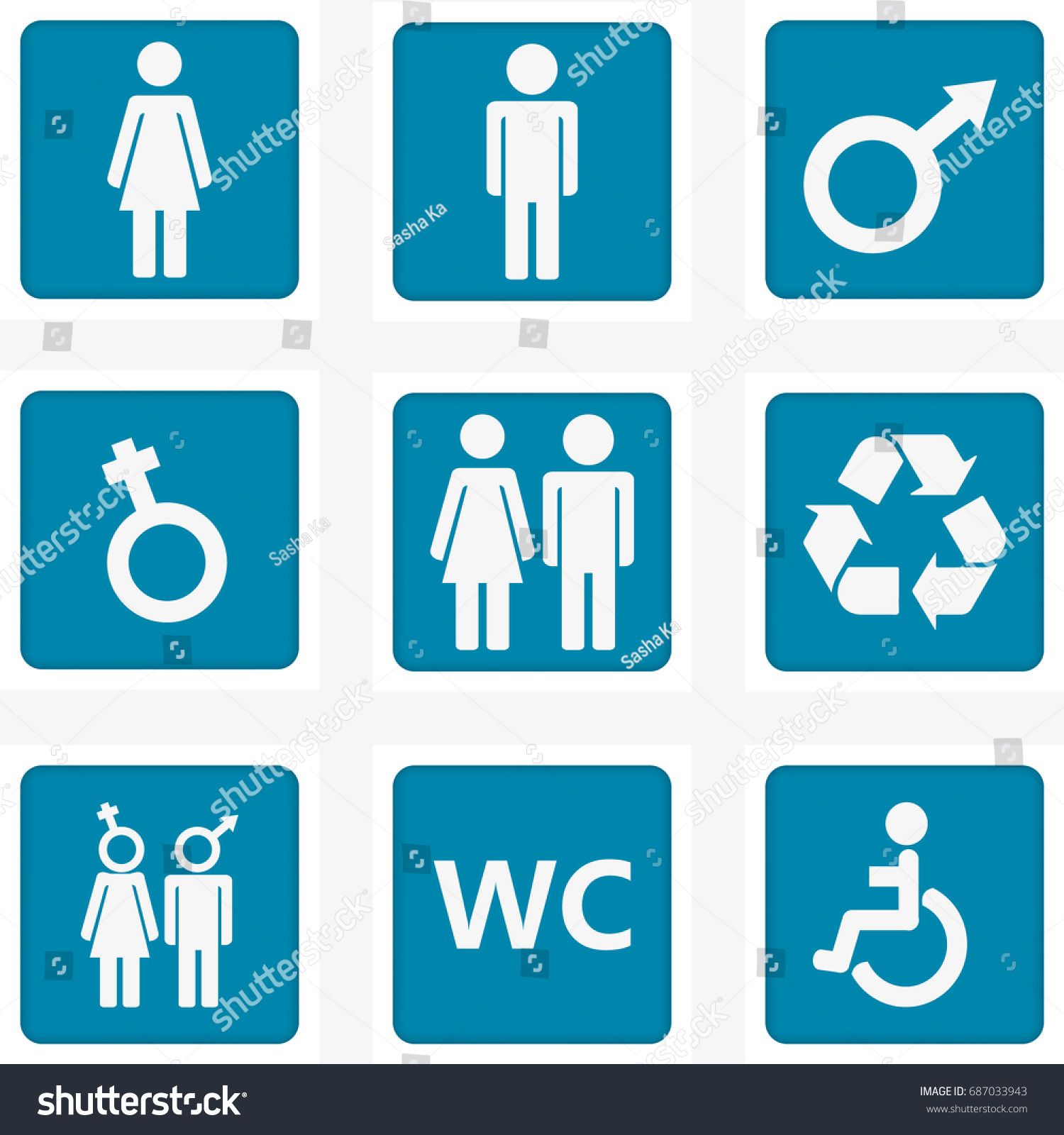 Toilet Vector Icons Set Boy Girl Stock Vector (Royalty Free) 687033943