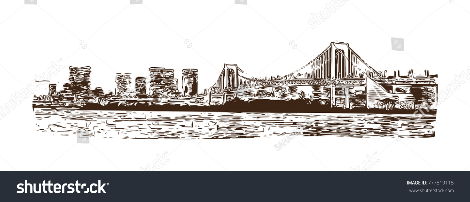 Tokyo Bay Rainbow Bridge Tokyo Japan Stock Vector Royalty Free