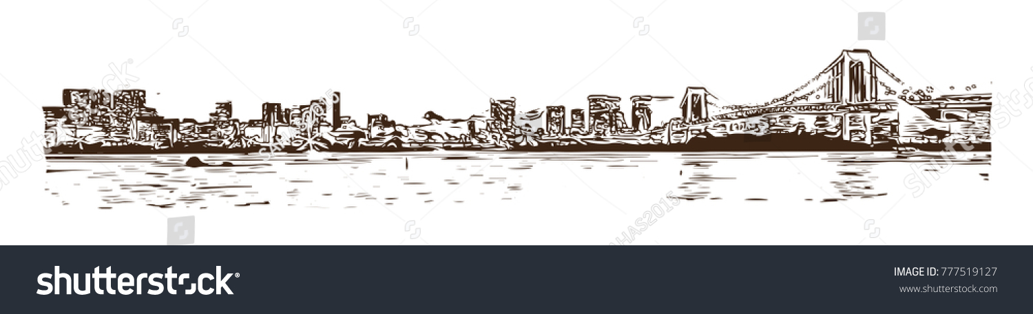 Tokyo Bay Rainbow Bridge Tokyo Japan Stock Vector Royalty Free