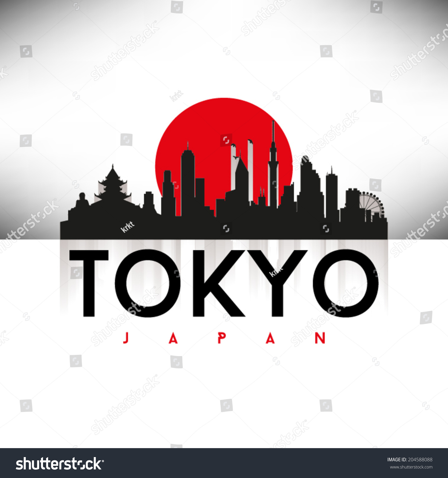 Tokyo, Japan Skyline Silhouette Black Design, Vector Illustration ...