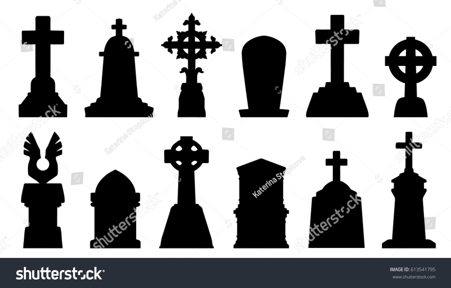 Tombstone Silhouettes On White Background Stock Vector (Royalty Free ...