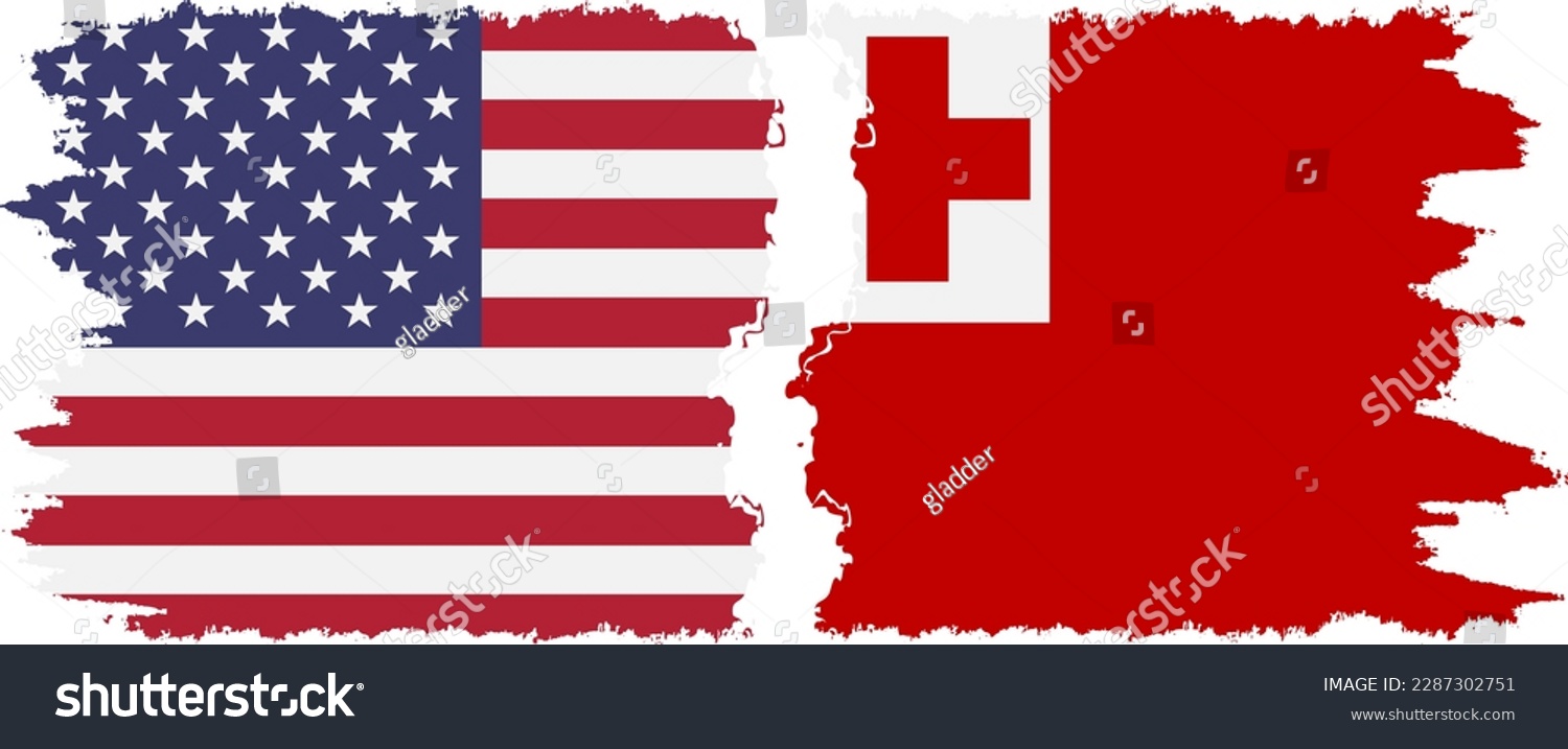 SVG of Tonga and USA grunge flags connection, vector svg
