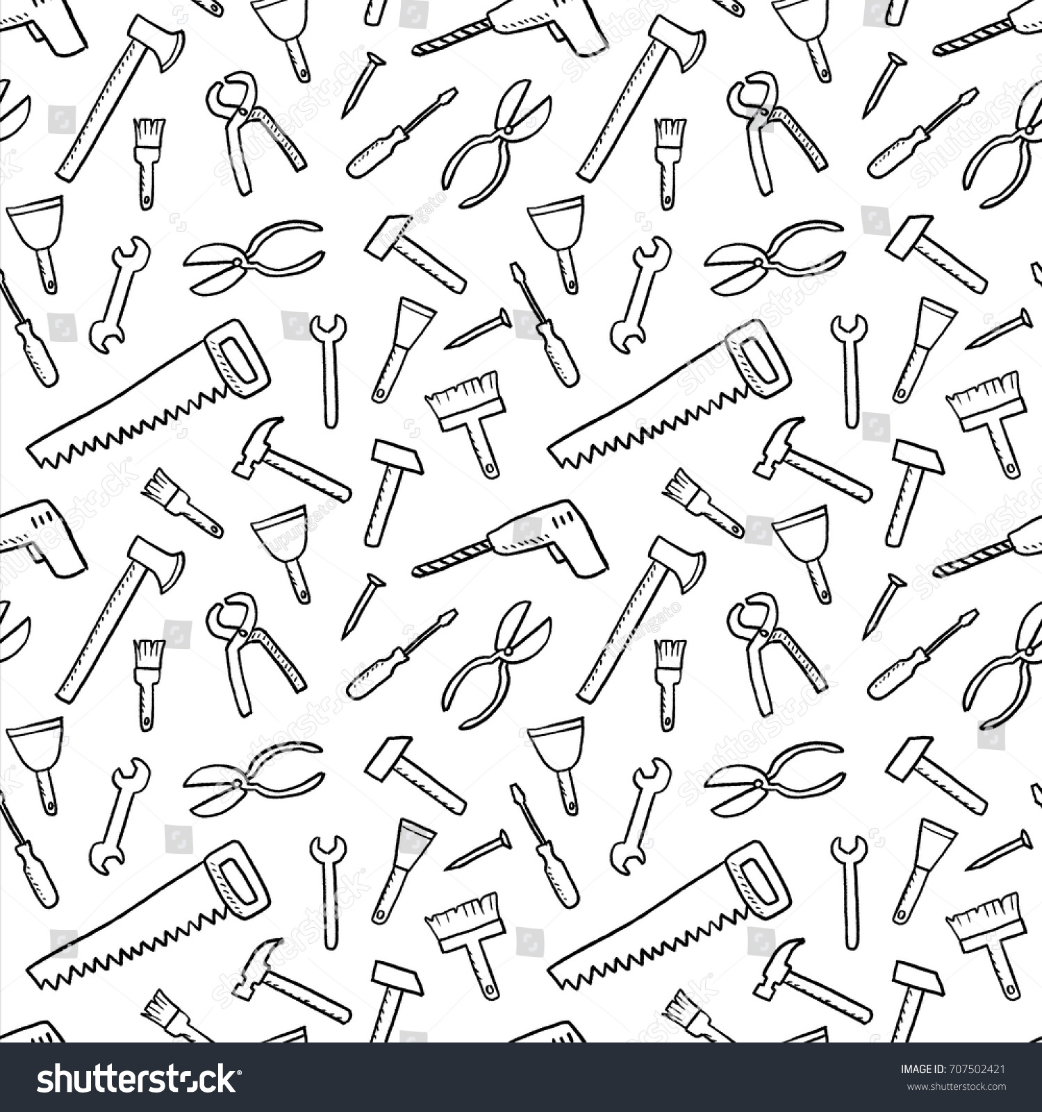 Tools Background Seamless Texture Diy Woodworking Stock Vector Tools Background Seamless Texture Diy Woodworking Stock Vector