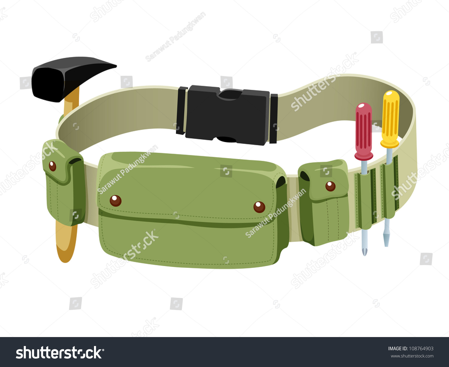 Tools Belt Isolated On White Stock Vector (Royalty Free) 108764903