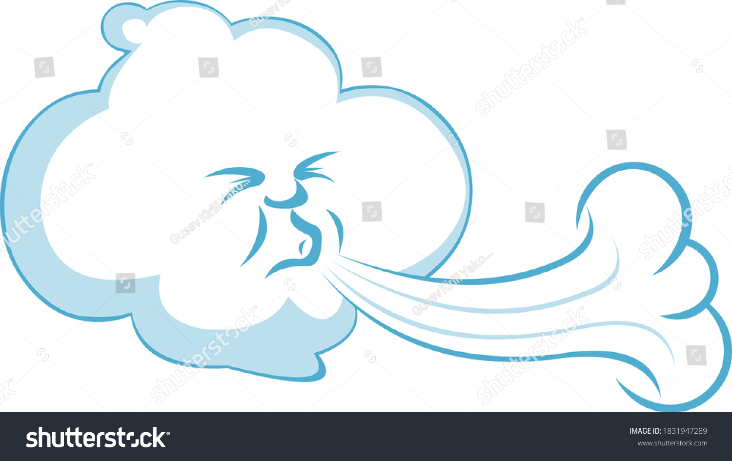 Toon Cute Blowing Wind Character Stock Vector (Royalty Free) 1831947289