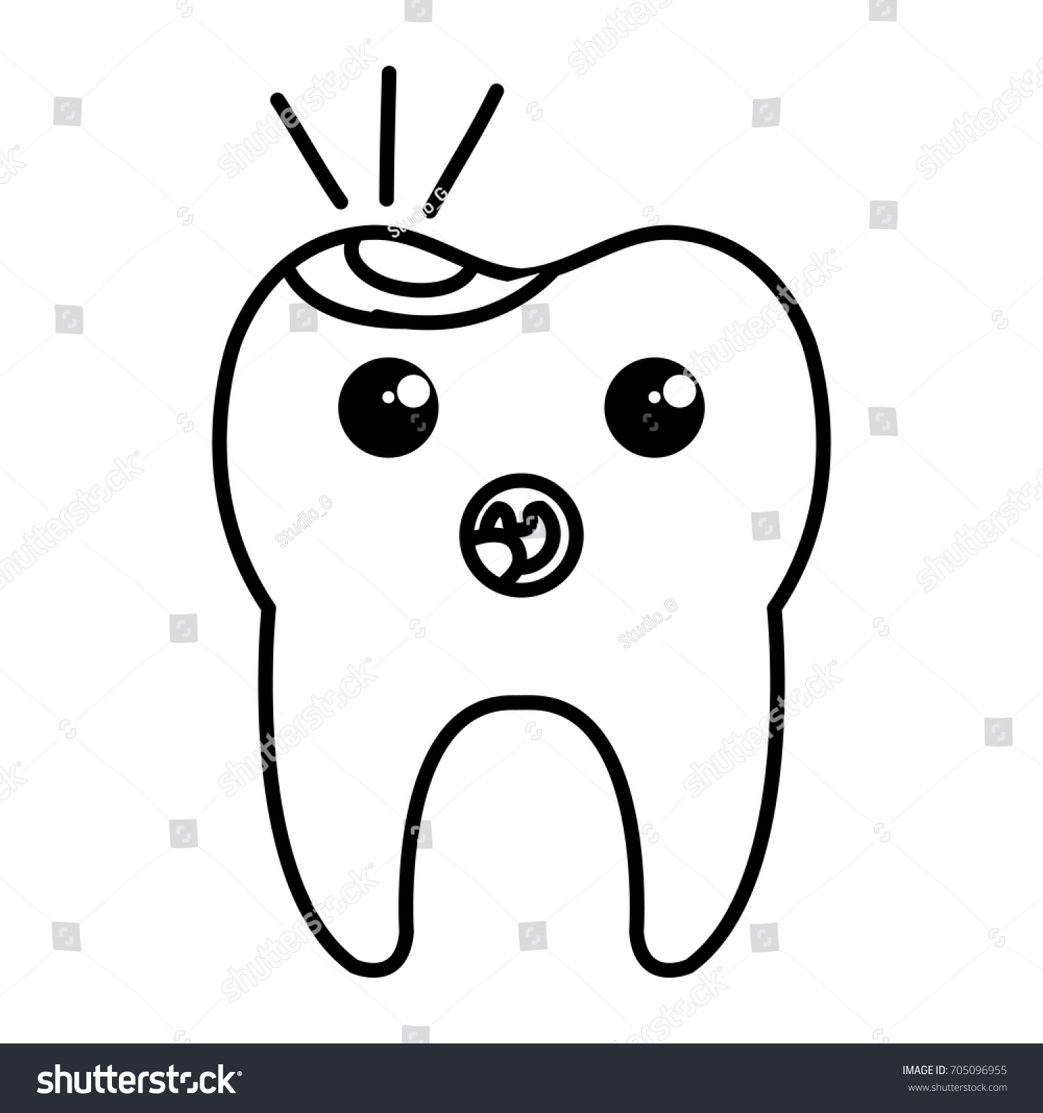 Tooth Character Caries Stock Vector (Royalty Free) 705096955 | Shutterstock