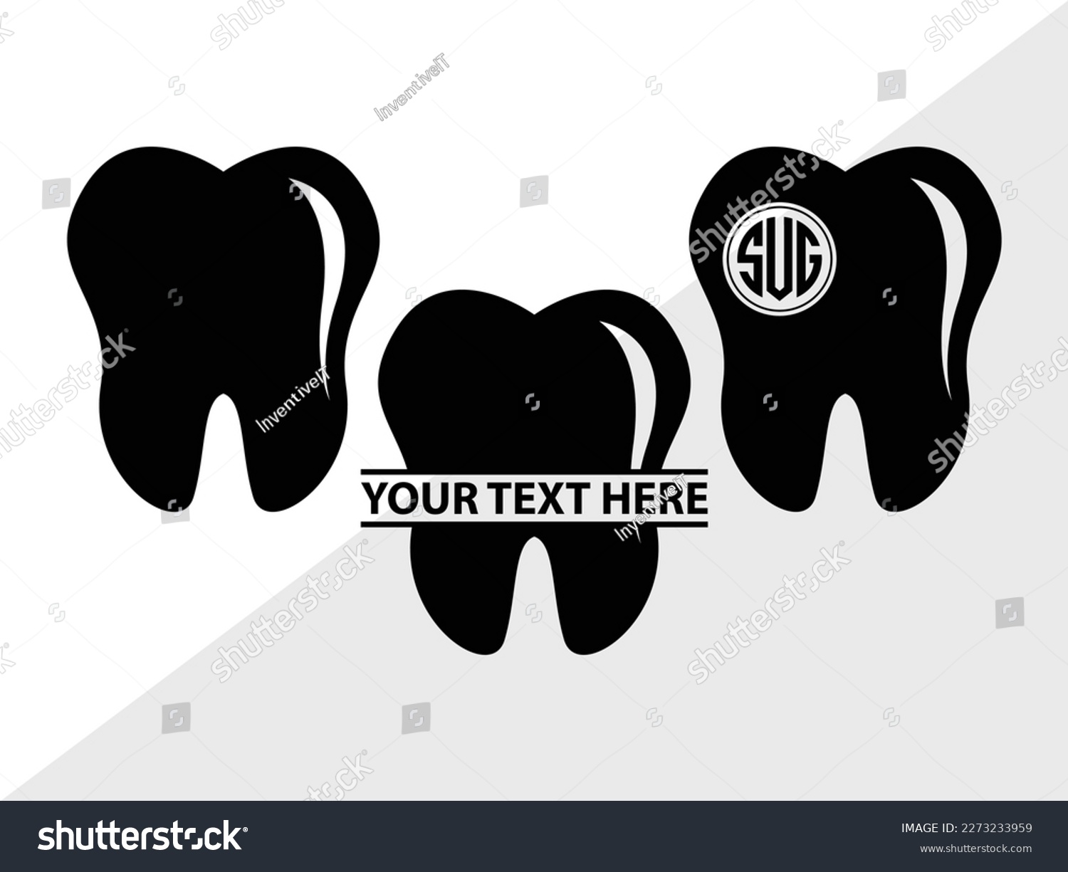 SVG of Tooth SVG monogram Vector Illustration Silhouette svg