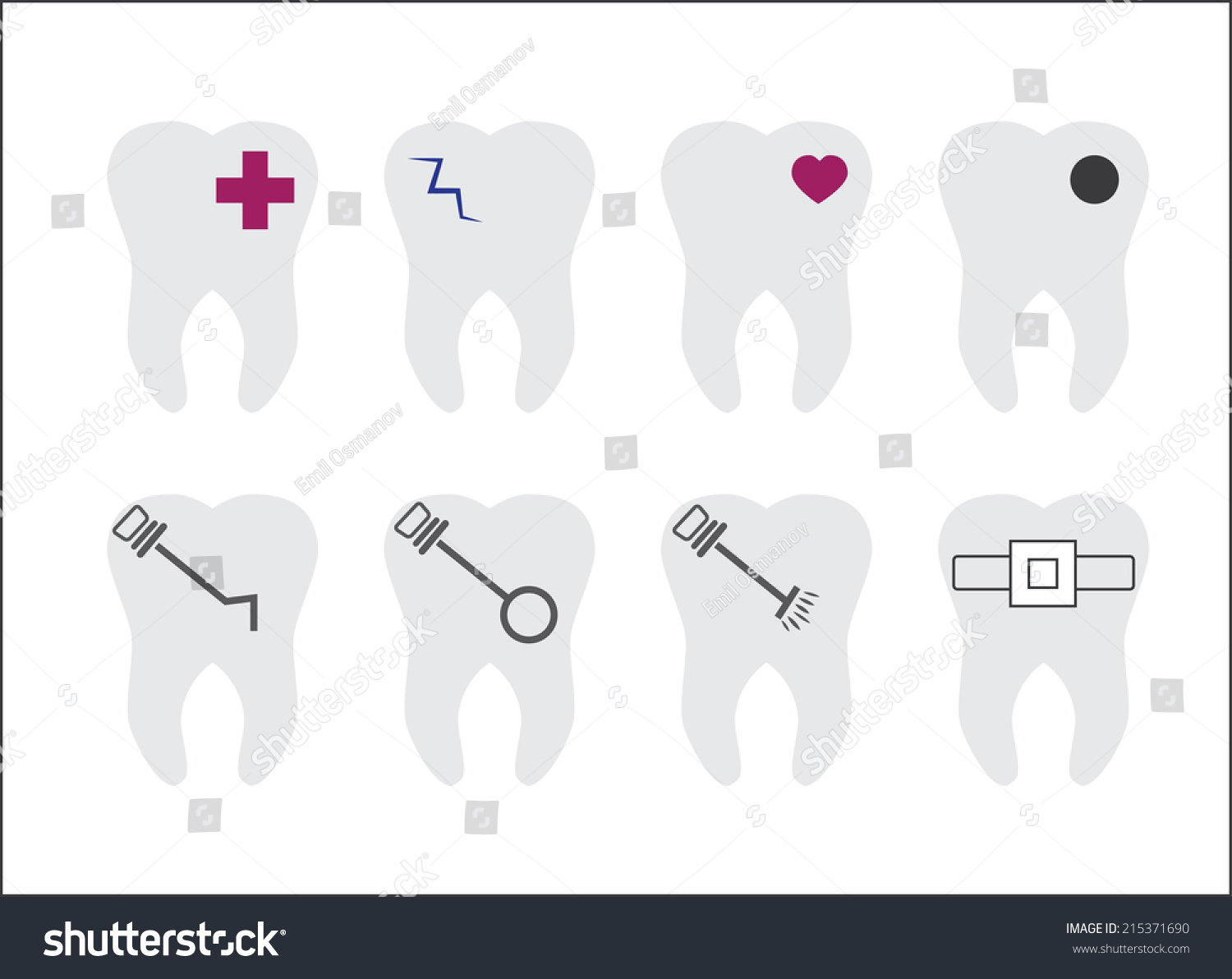 Tooth Teeth Vector Icons Set Stock Vector Royalty Free 215371690