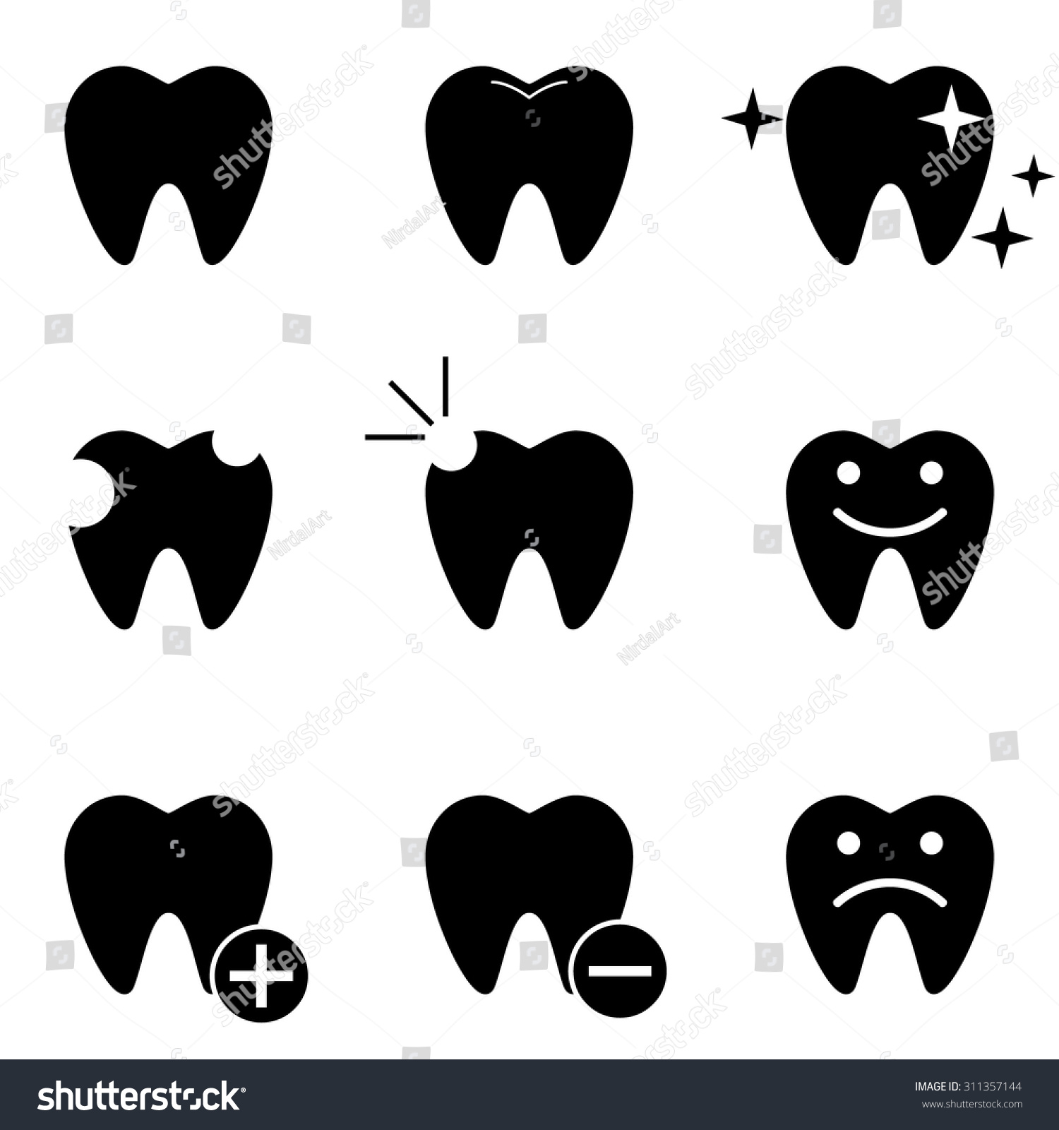 Tooth Teeth Vector Icons Set Stock Vector Royalty Free 311357144 Shutterstock