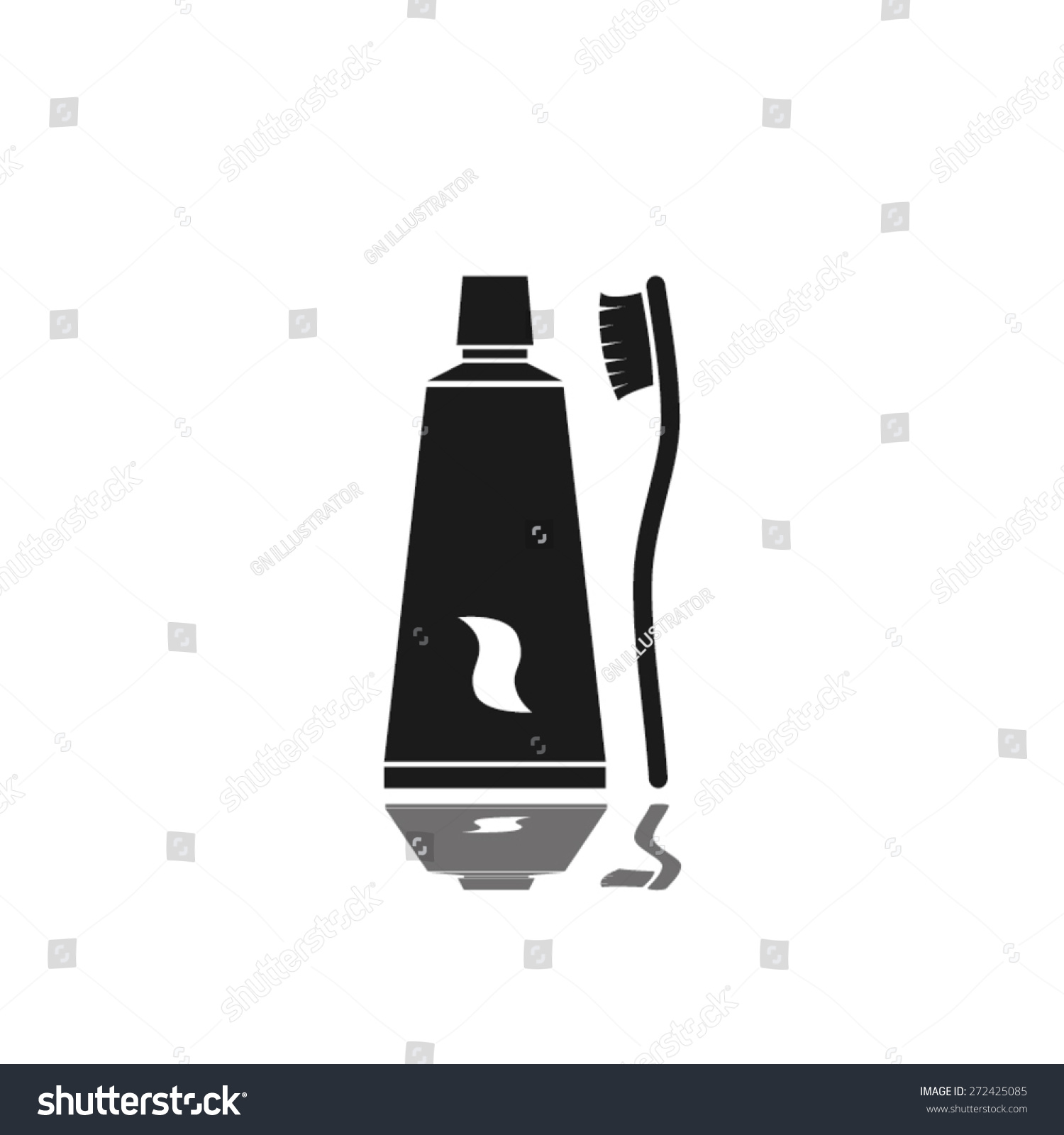 black toothpaste tube and toothbrush clip art preview