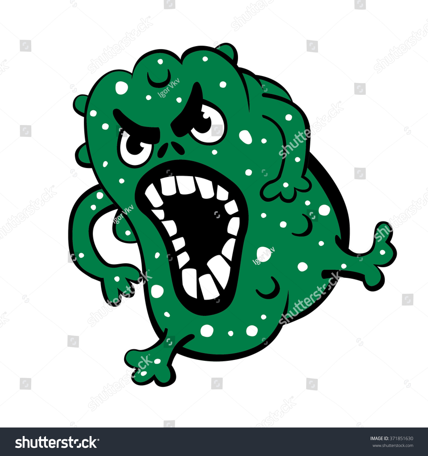 Toothy Green Evil Microbe Stock Vector (Royalty Free) 371851630