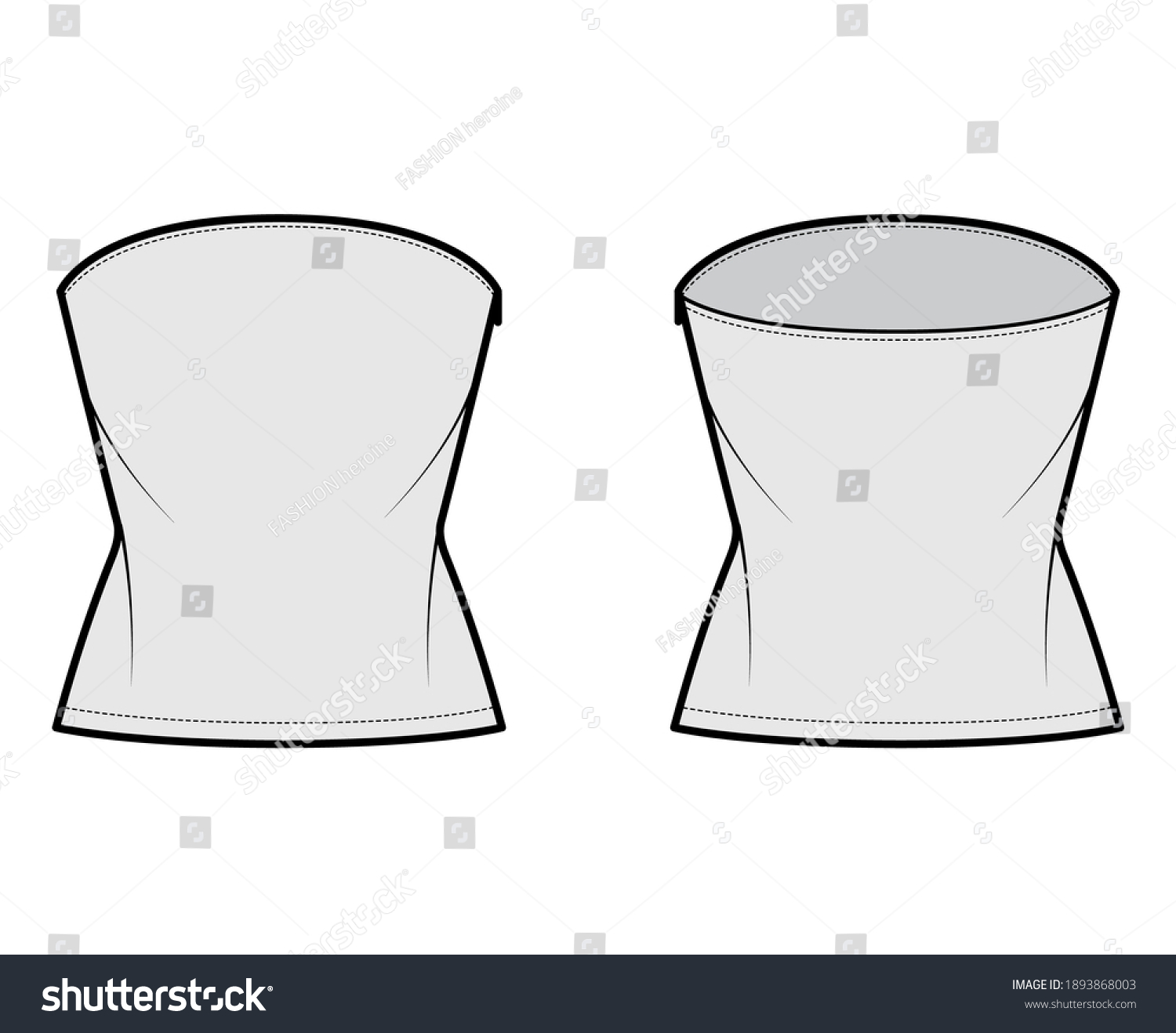 Top Crop Strapless Tube Neckline Technical Stock Vector (Royalty Free ...