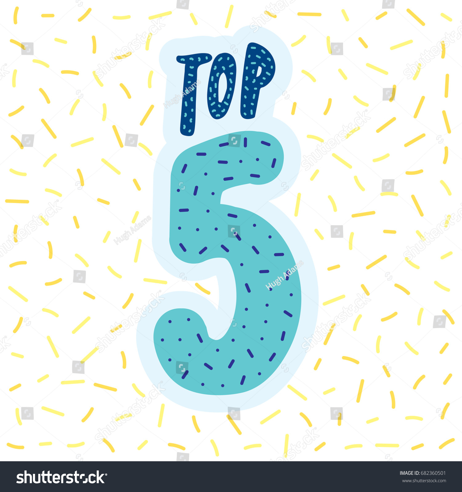 Top Five Hand Lettering Typography: vector de stock (libre de regalías ...