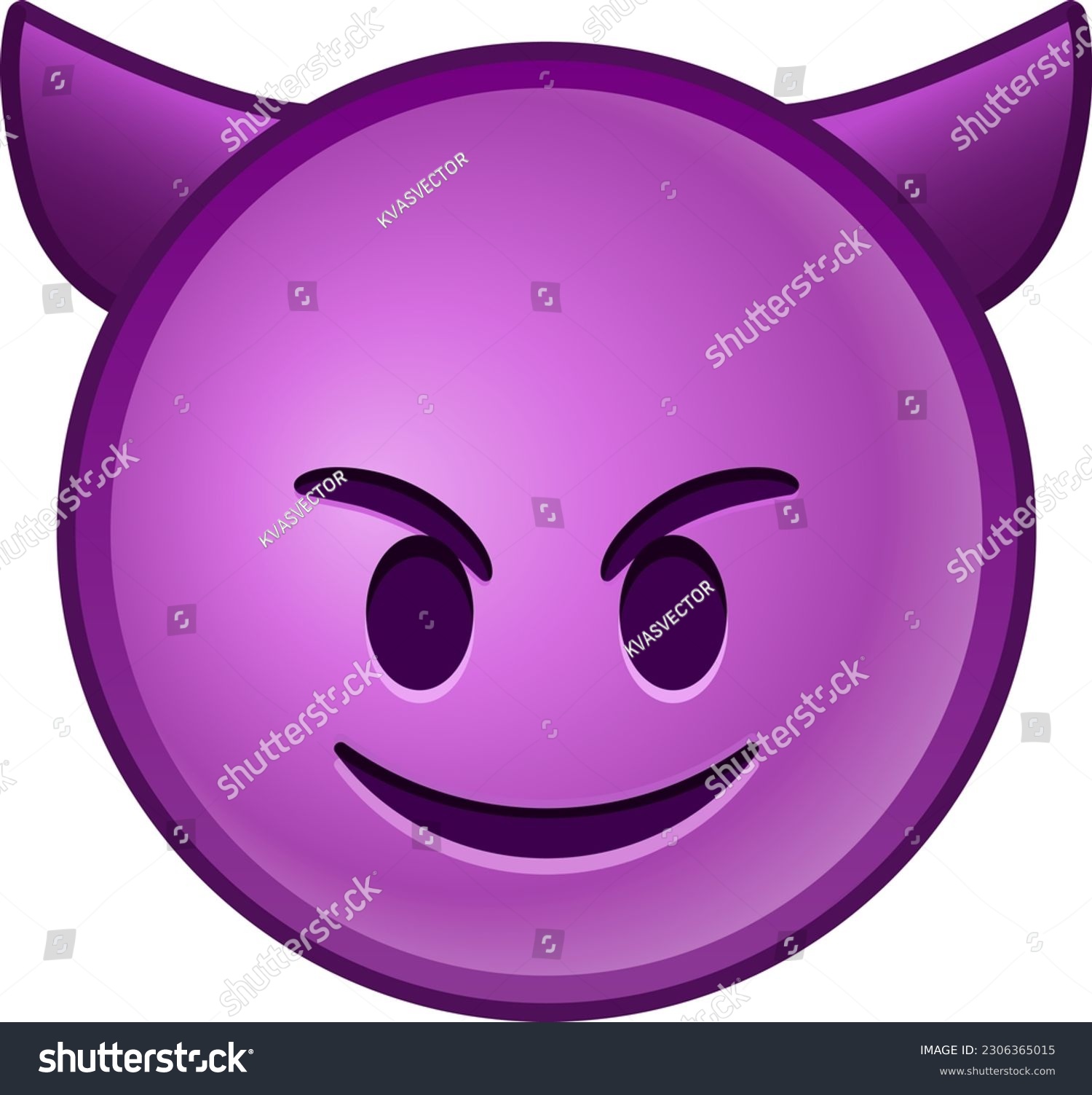 SVG of Top quality emoticon. Evil devil emoji. Happy purple emoticon with devil horns. Face emoji. Popular element.WhatsApp. iOS. Emoji from Telegram app. Facebook. Twitter. Instagram svg