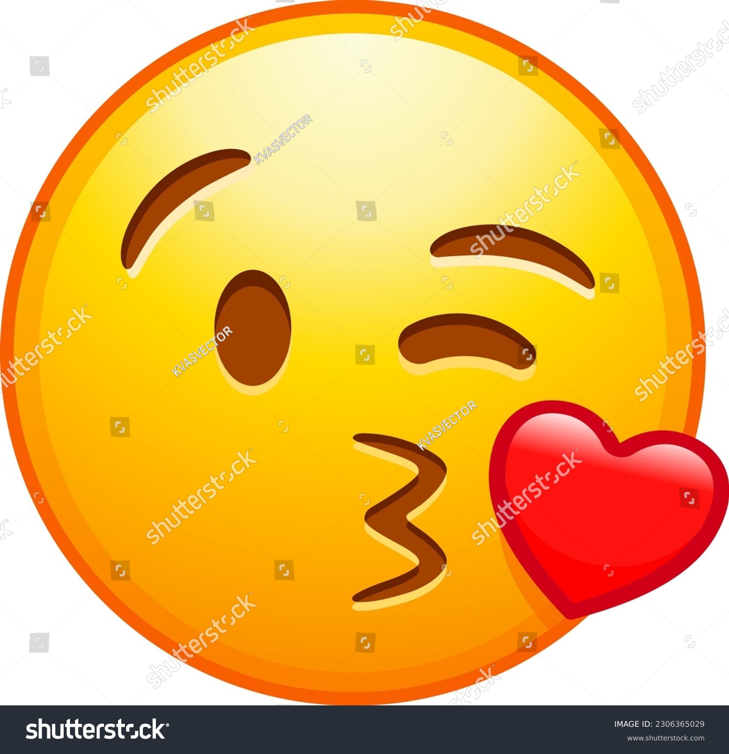 SVG of Top quality emoticon. Kiss emoji. Love emoticon with lips blowing a kiss, winking yellow face with red. Yellow face emoji. Popular element. WhatsApp. iOS. Emoji from Telegram app. twitter svg