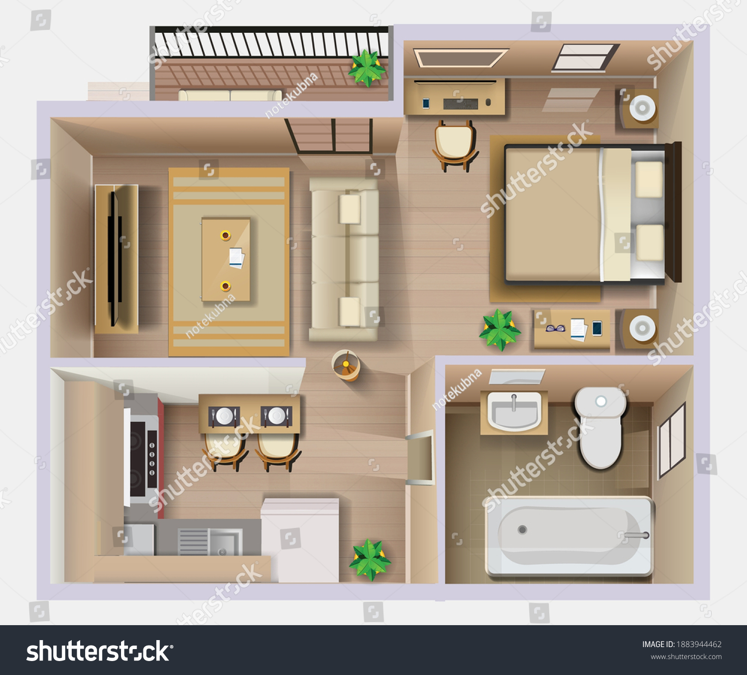 Top View of a Small Apartment