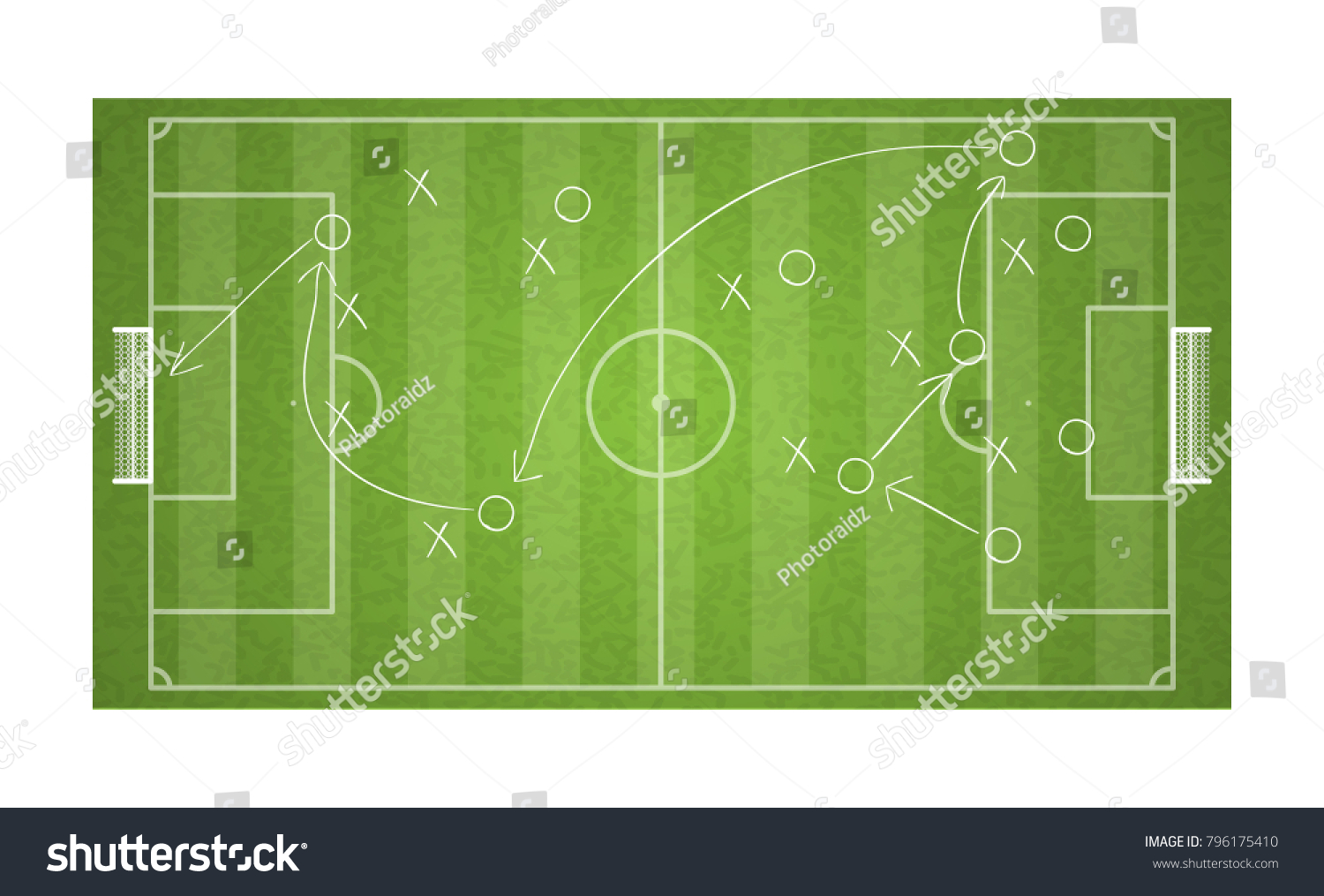Top View Football Field Drawing Soccer Stock Vector (Royalty Free