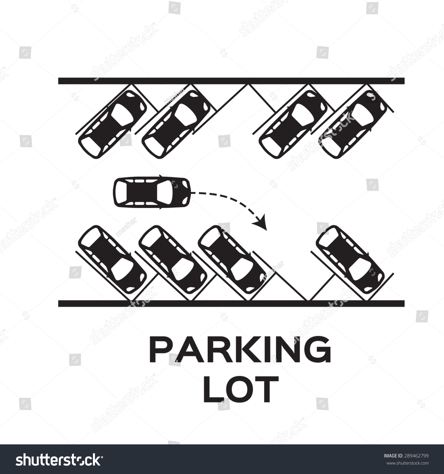 Top View Parking Design Many Cars Stock Vector (Royalty Free) 289462799