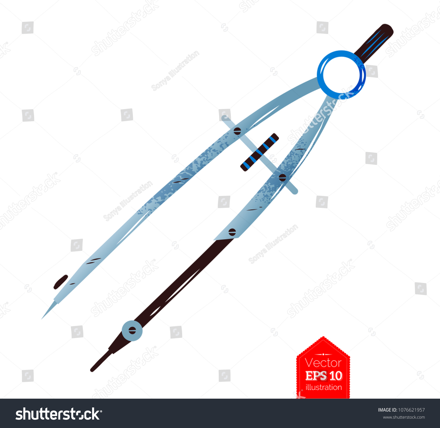 Top View Vector Illustration Compasses Isolated Stock Vector Royalty Free 1076621957