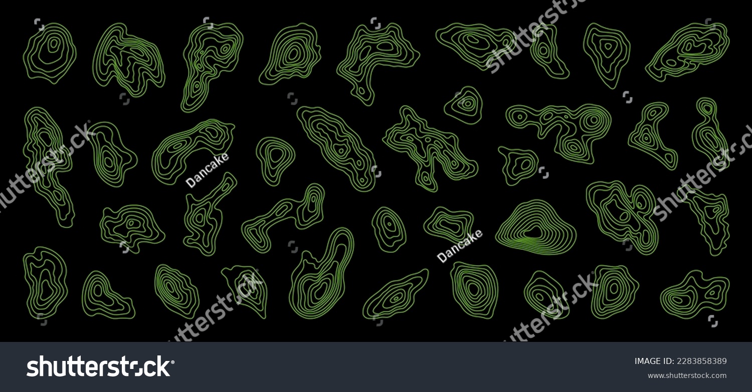 SVG of Topographic elements, topography contour lines, geometric stripy pattern. Vector design organic elements, editable stroke. svg