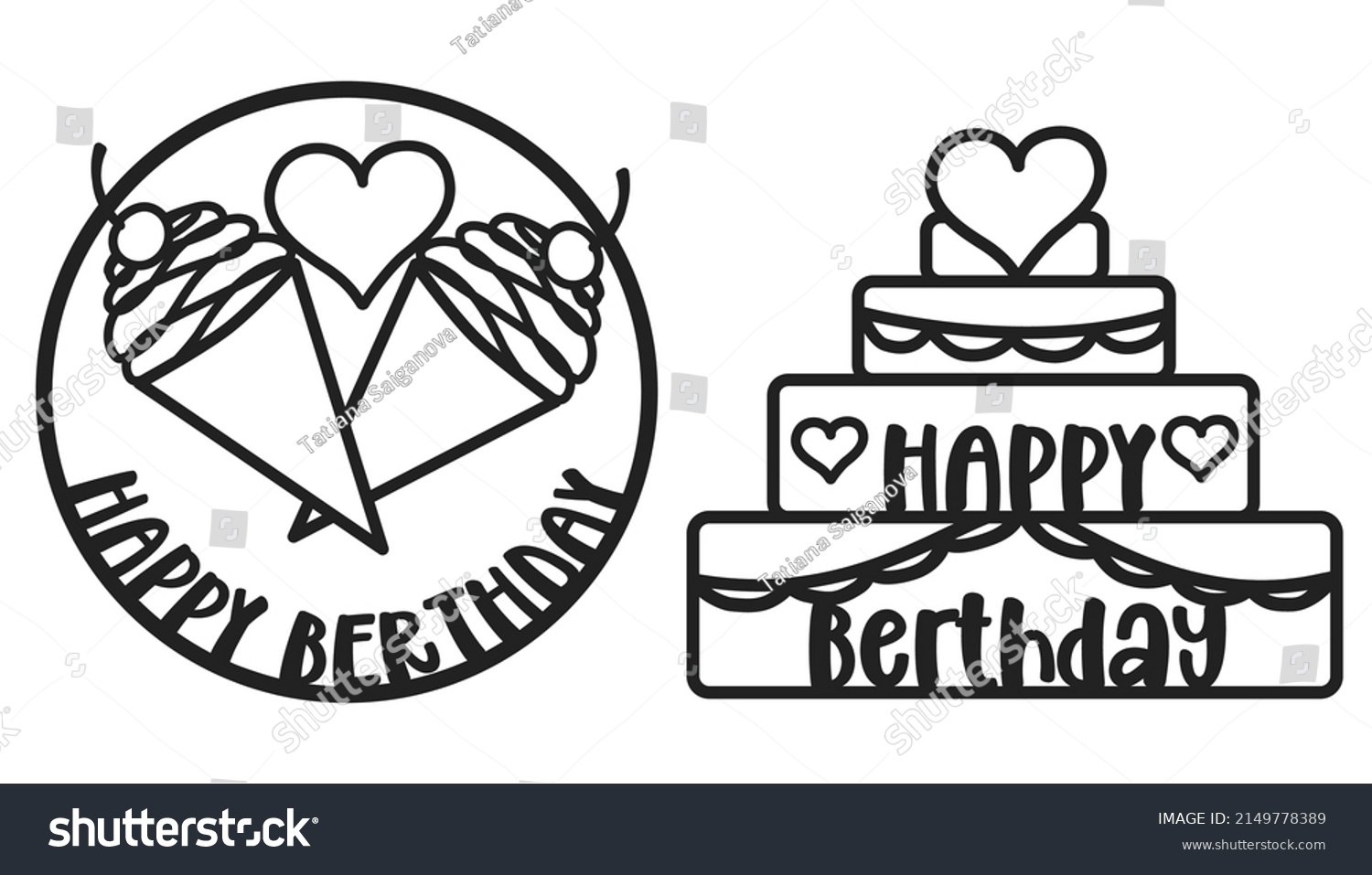 SVG of Toppers for SVG cake. Happy birthday svg