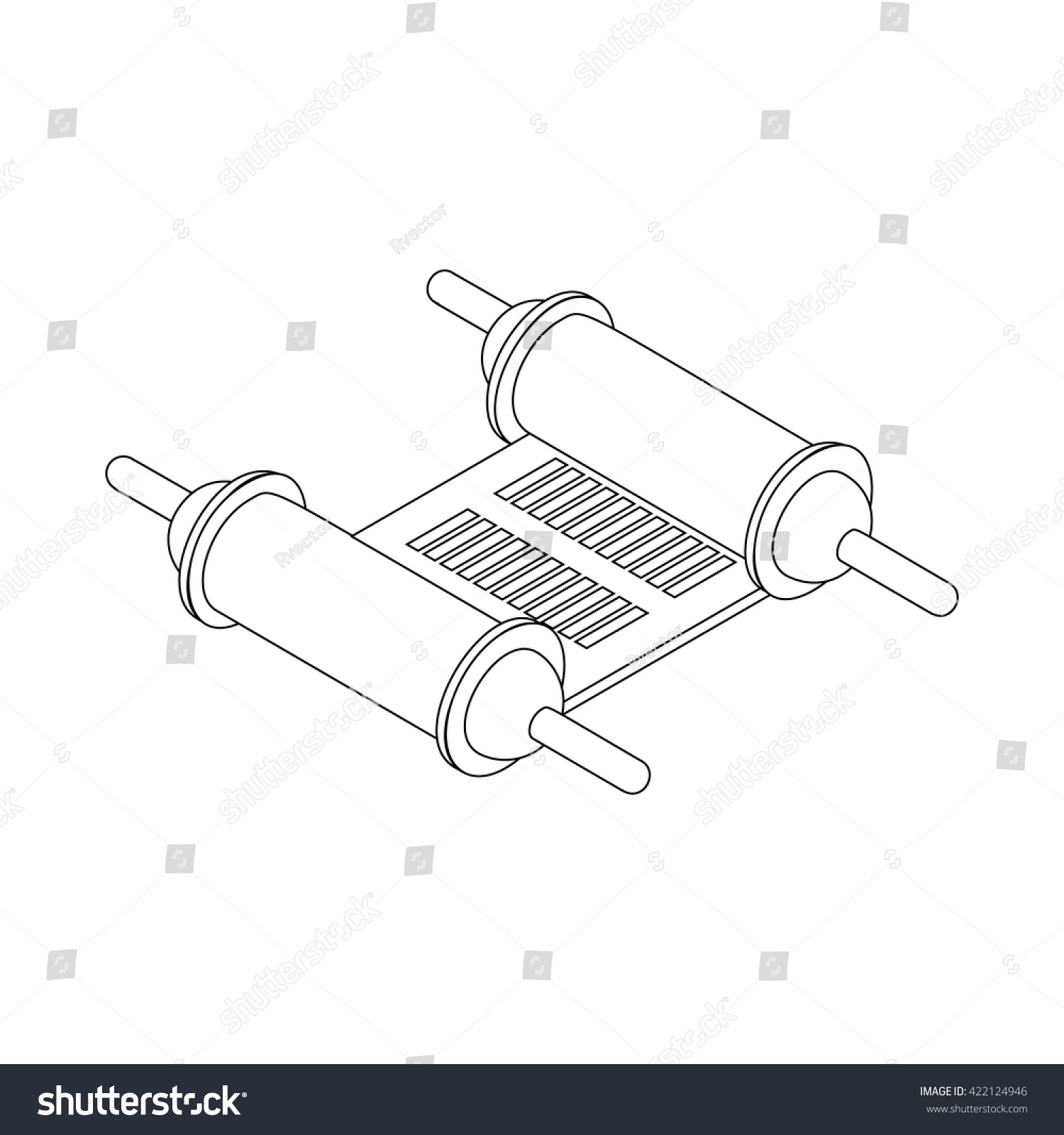 black and white torah scroll isometric view clip art preview