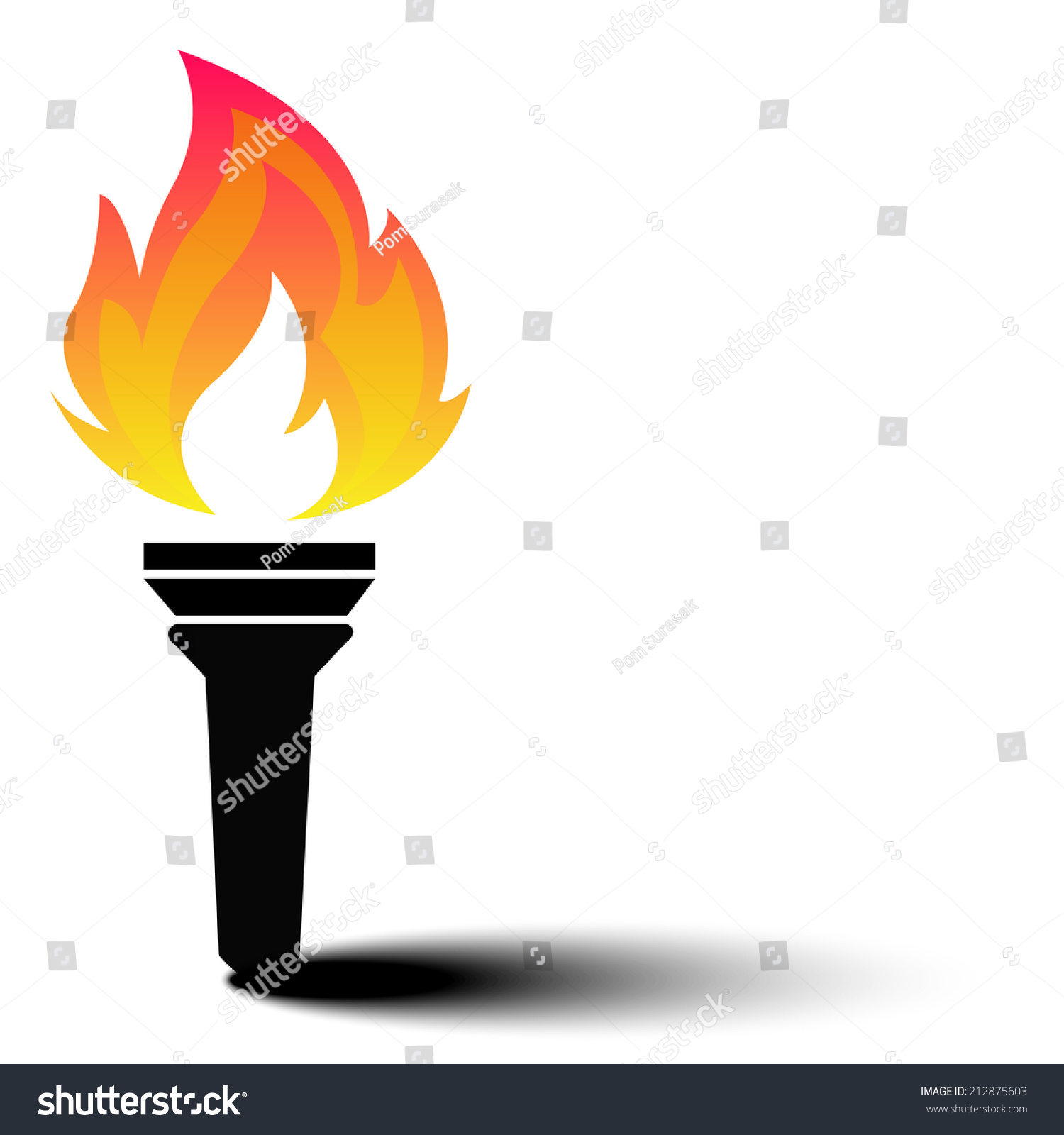 Torch Flame Vector Shadow Stock Vector 212875603 - Shutterstock