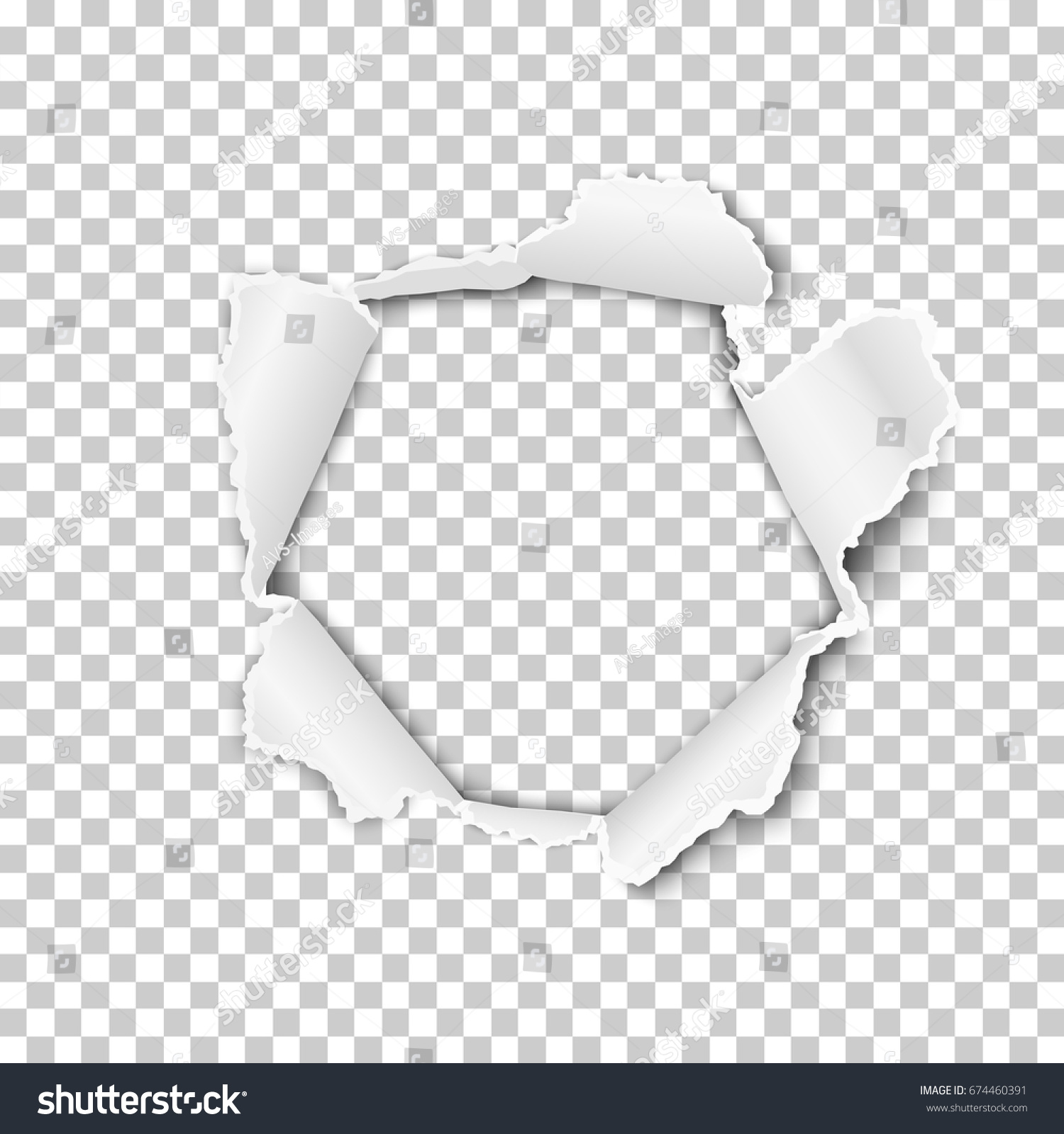 stock vector torn hole in the sheet of paper on a transparent background vector template design 674460391