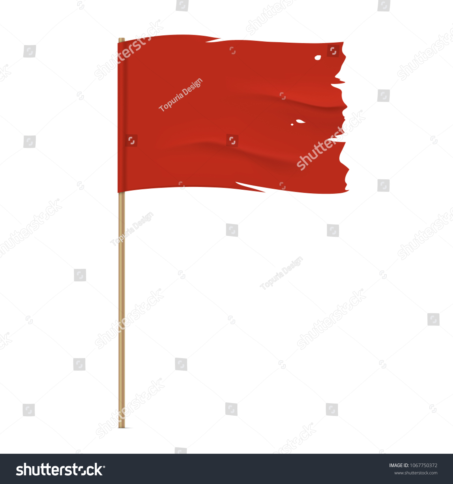 SVG of Torn red flag. Waving fabric flag, isolated on background. Tattered vector flag design. svg