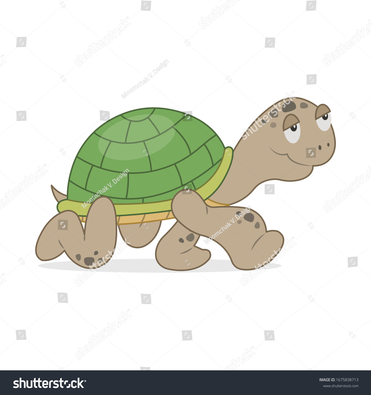 Tortoise Walking Vector Cartoon Illustration Isolated Stock Vector ...