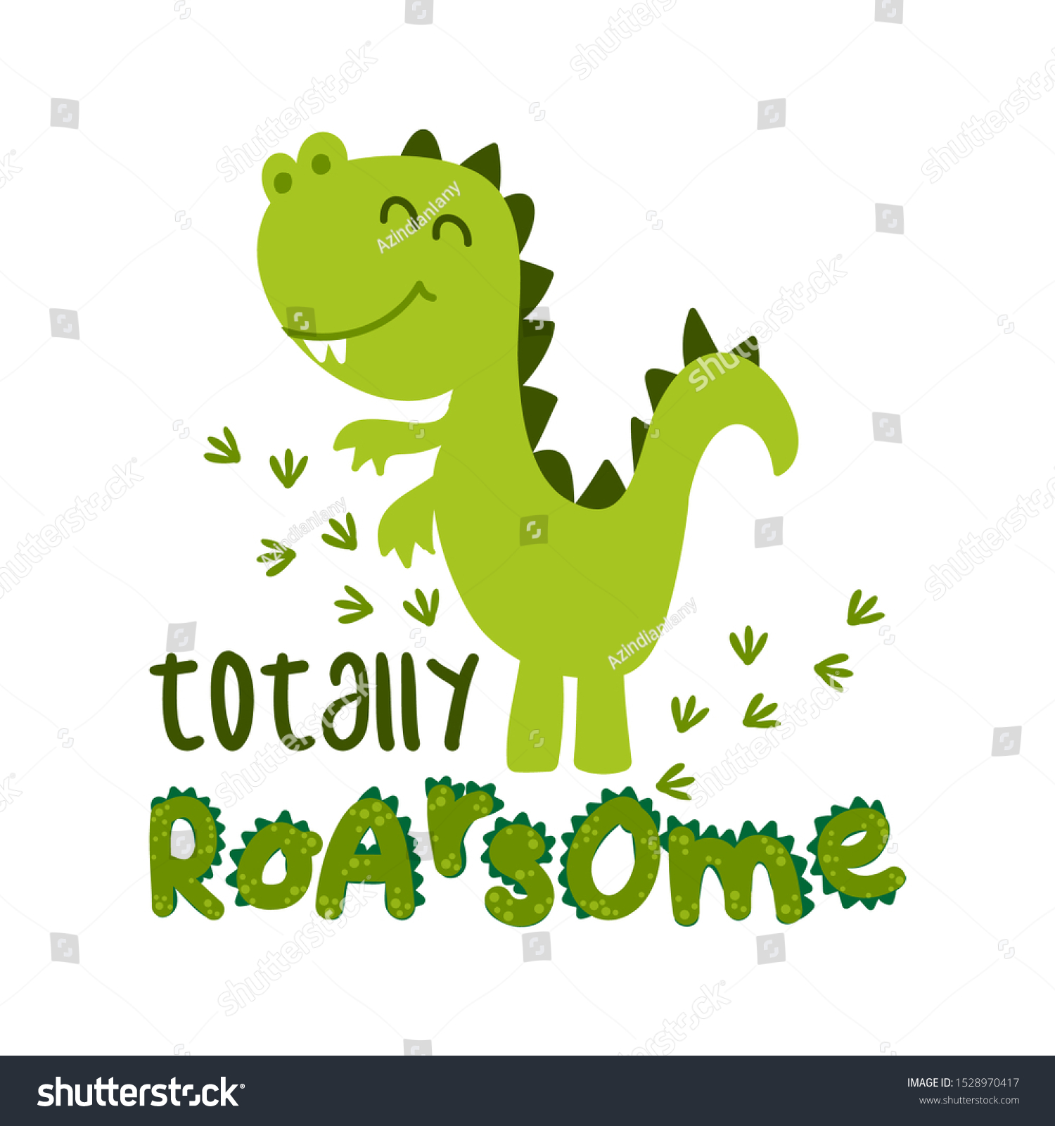 Totally Roarsome Awesome Cute Dino Print Stock Vector Royalty Free 1528970417