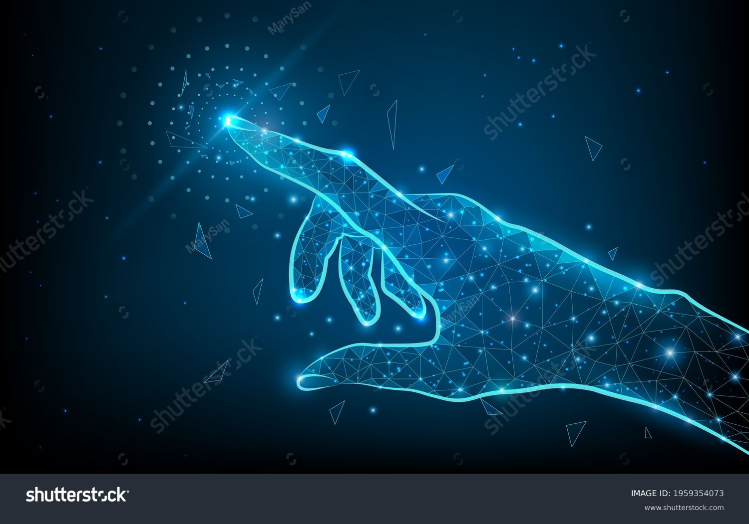 Touch Future Low Poly Hand Wireframe Stock Vector (Royalty Free) 1959354073