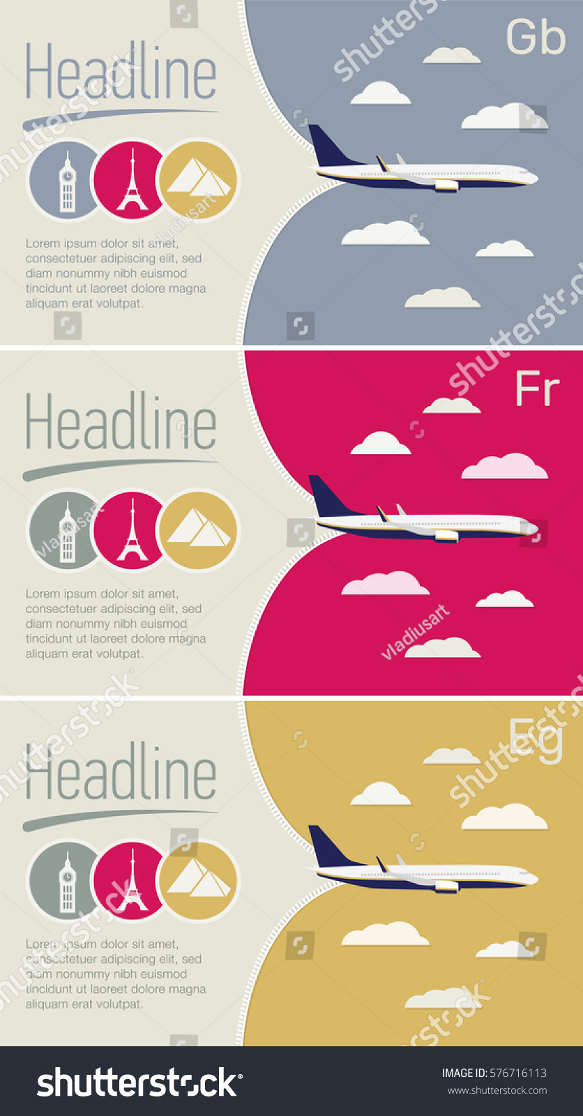 Tourism Travel Agency Posters Set Airplane In The Sky With Clouds Tourism Travel Agency Posters Set Airplane In The Sky With Clouds