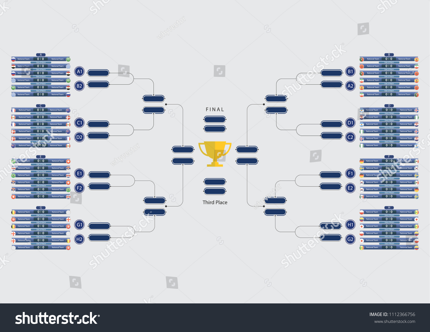 Tournament Chart Groups Teams Match Schedule Stock Vector (Royalty Free ...