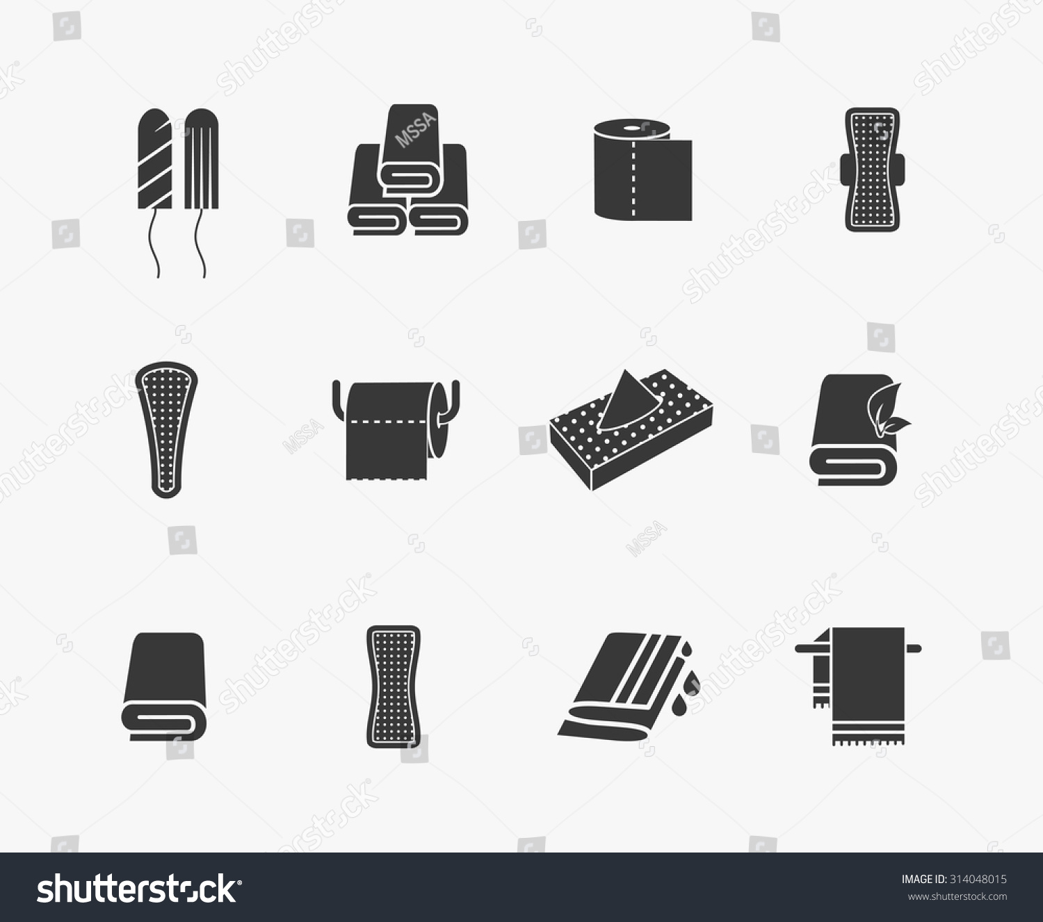 Towels, Napkins And Feminine Hygiene Products Vector Icons. Menstrual ...