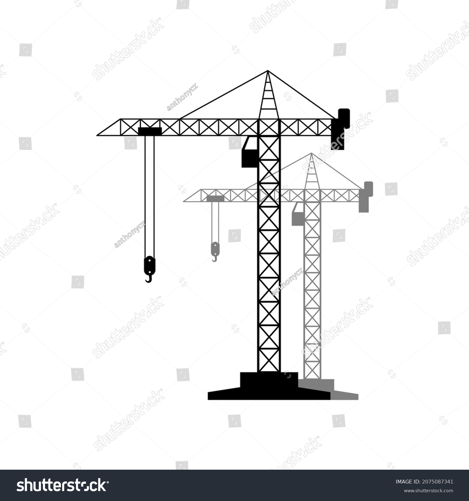 Tower Crane Icon Vector Illustration Stock Vector (Royalty Free ...