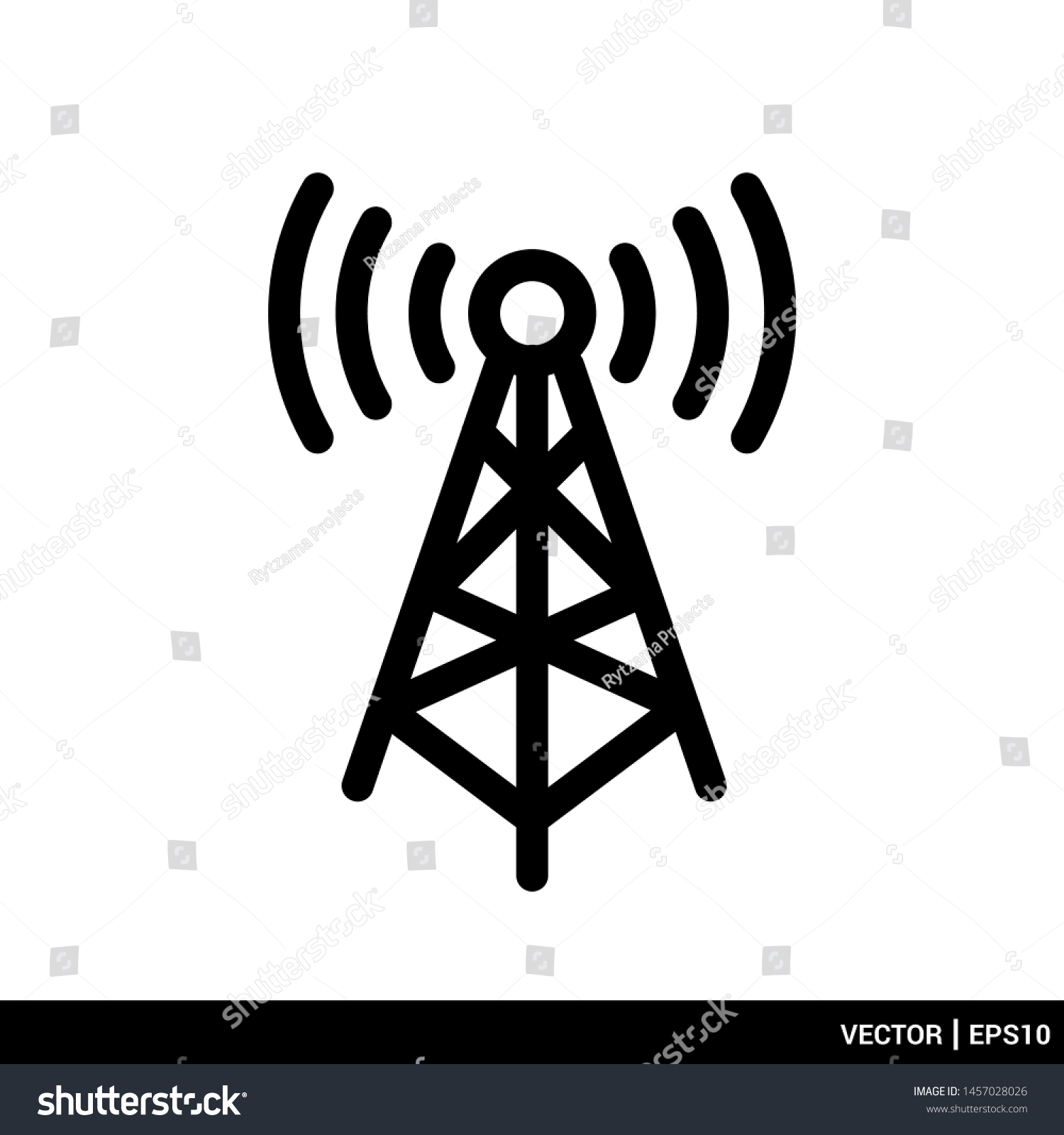 Tower Signal Antenna Icon Logo Vector Stock Vector (Royalty Free ...