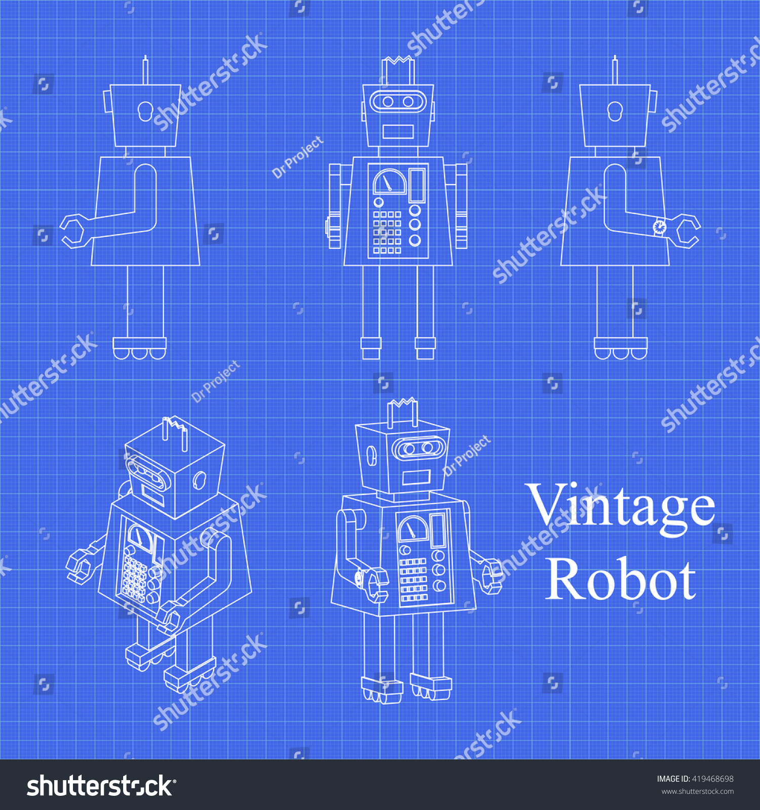 Toy Robot Blueprint Toy Robot Vector Stock Vector (Royalty Free ...