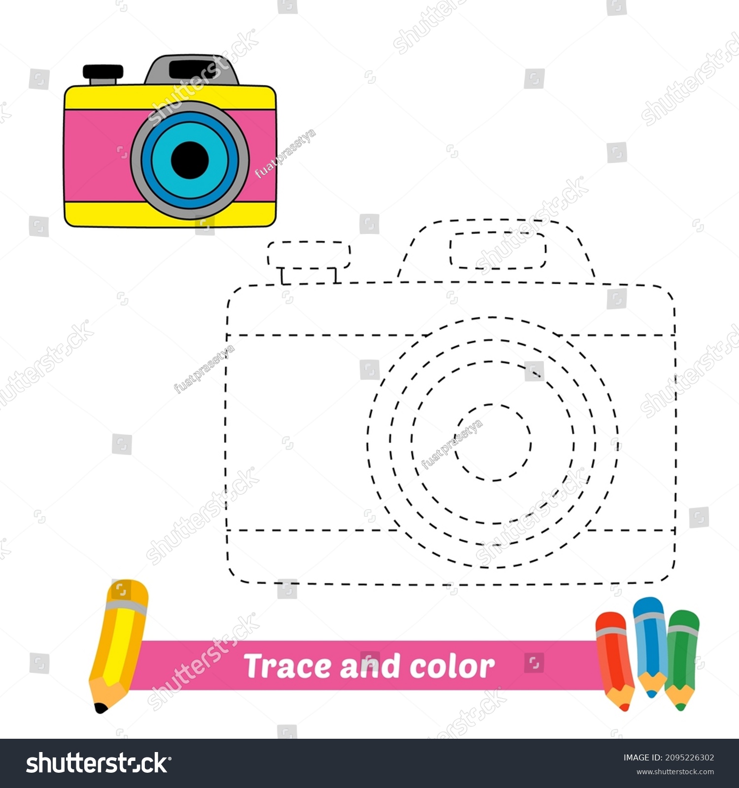 Trace Color Kids Camera Vector Stock Vector (Royalty Free) 2095226302 ...