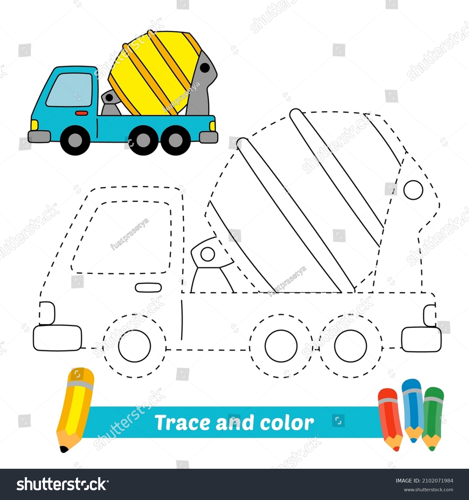 Trace Color Kids Mixer Truck Vector Stock Vector (Royalty Free) 2102071984