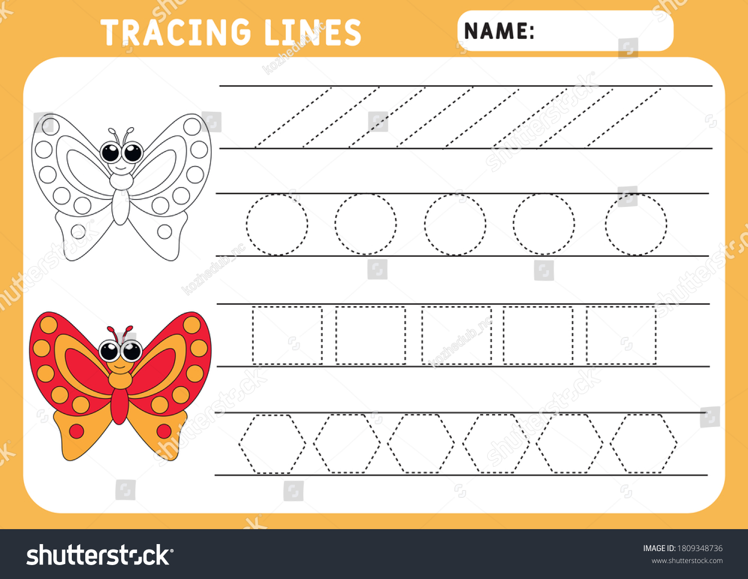 trace line worksheet kids basic writing stock vector royalty free 1809348736