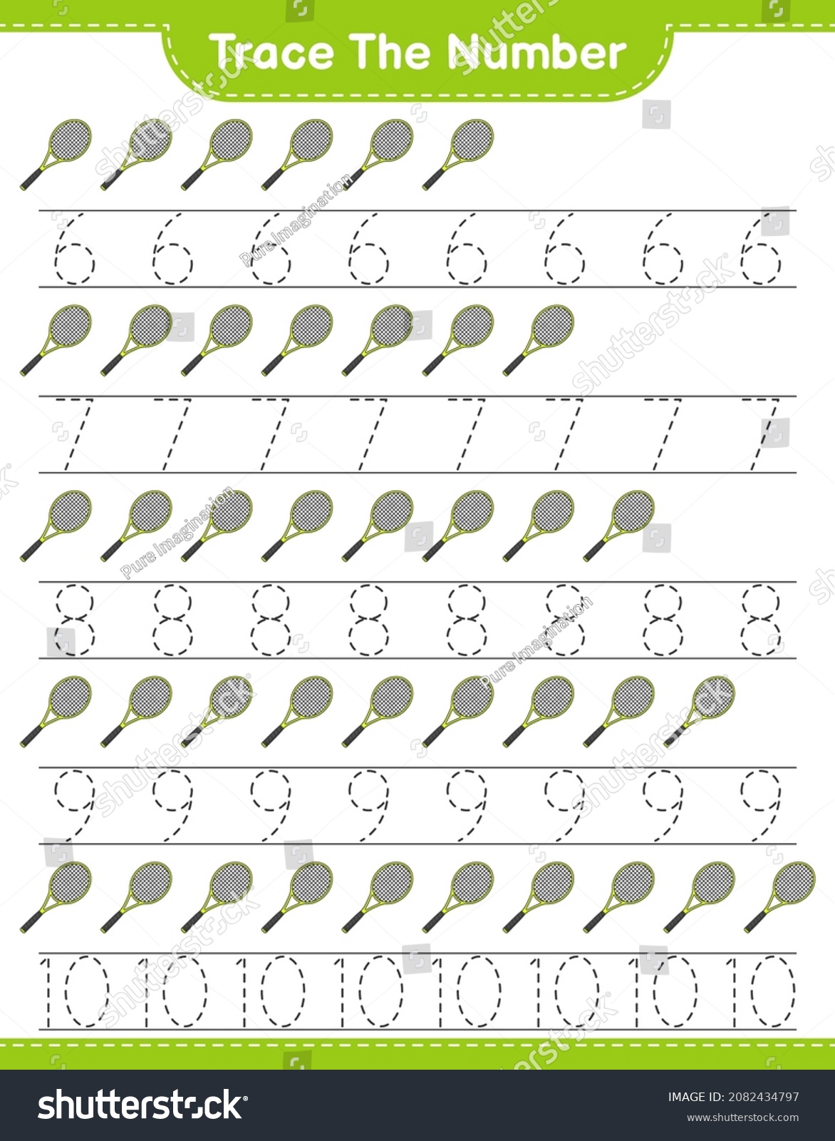 Trace Number Tracing Number Tennis Racket Stock Vector (Royalty Free
