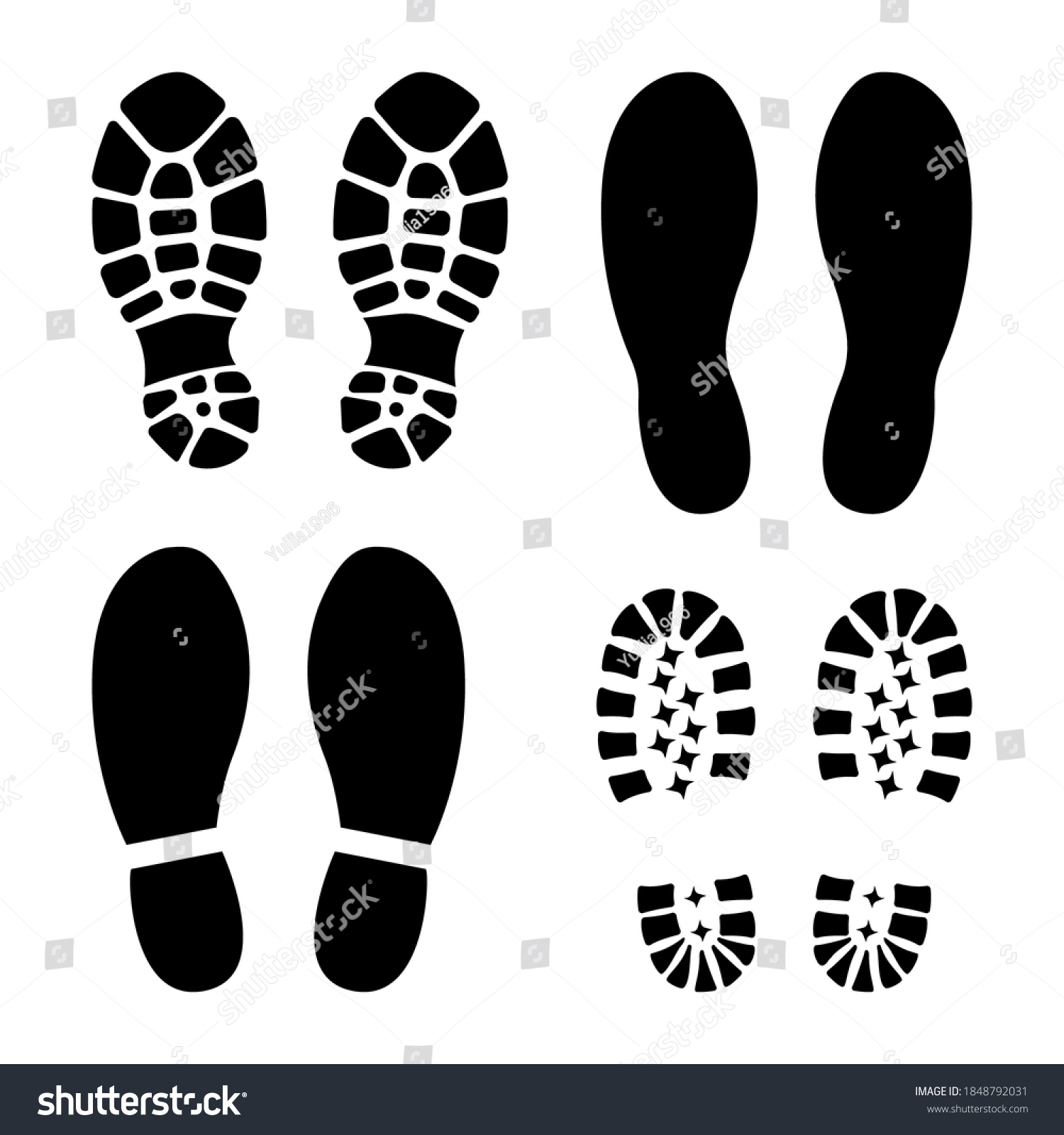 Traces Human Shoes Sole Silhouette Black Stock Vector (Royalty Free ...