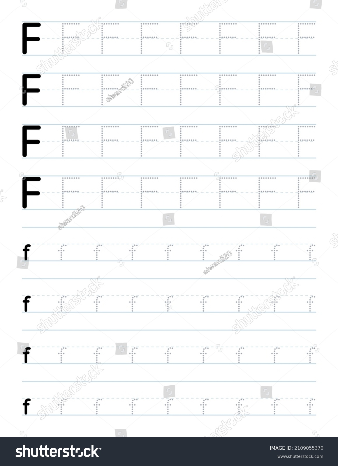 Tracing Letter F Worksheet Preschool Stock Vector (Royalty Free ...