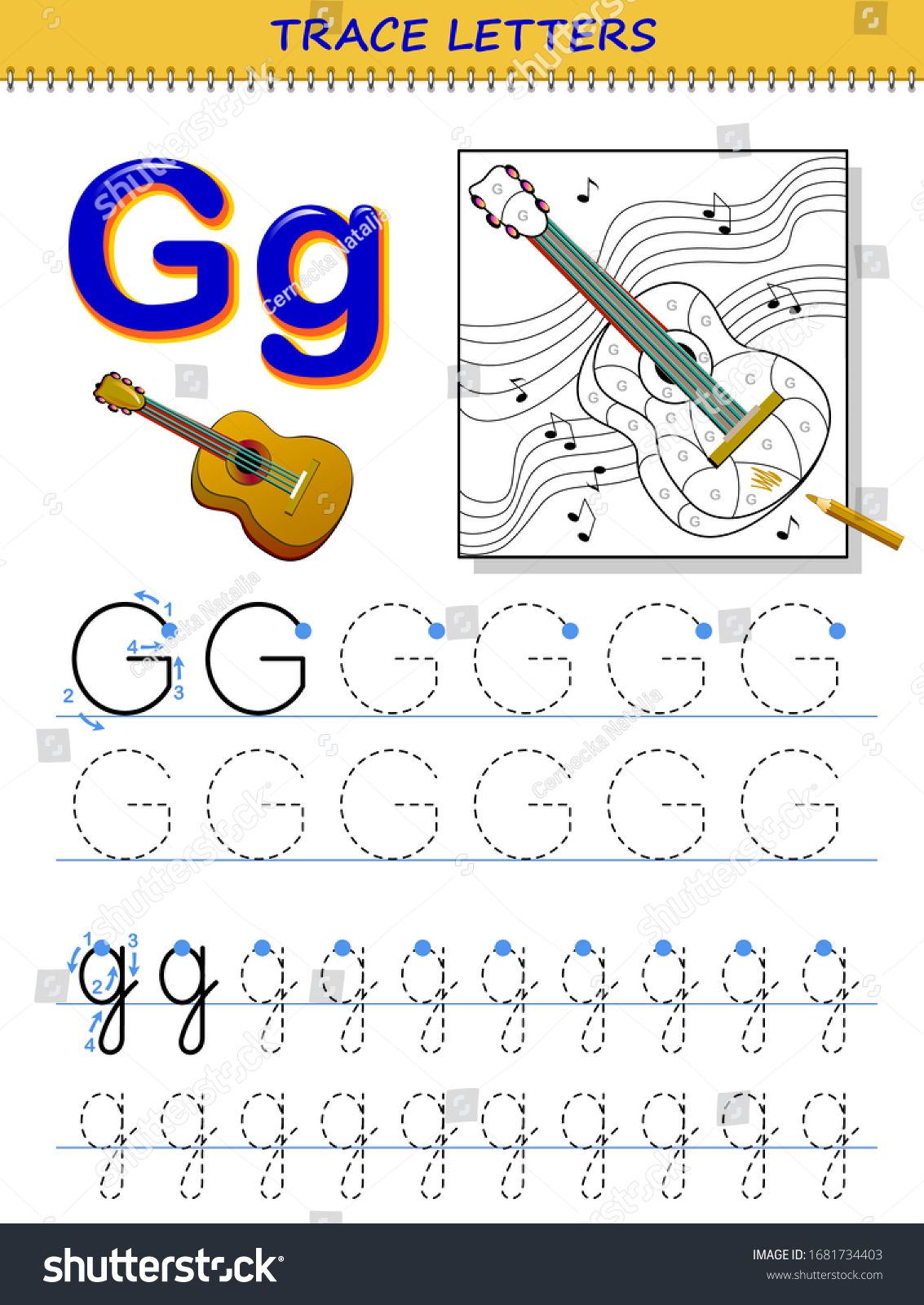 tracing letter g study alphabet printable stock vector royalty free 1681734403 shutterstock