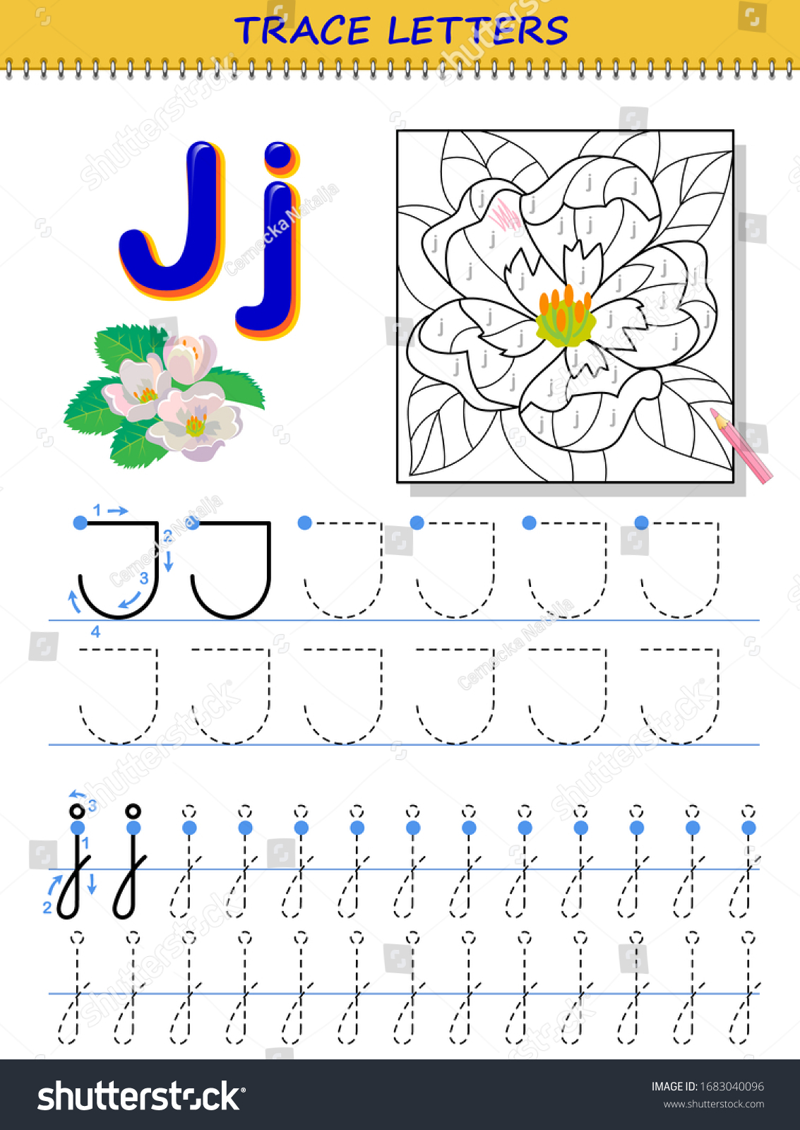 tracing letter j study alphabet printable stock vector royalty free 1683040096 shutterstock