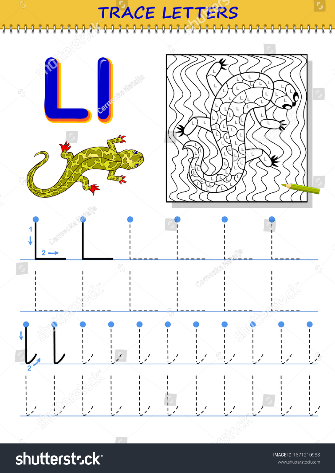 tracing letter l study alphabet printable stock vector royalty free 1671210988