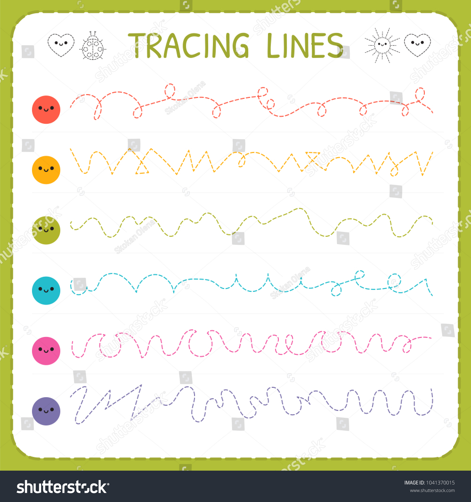 tracing lines basic writing worksheet kids stock vector royalty free 1041370015 shutterstock